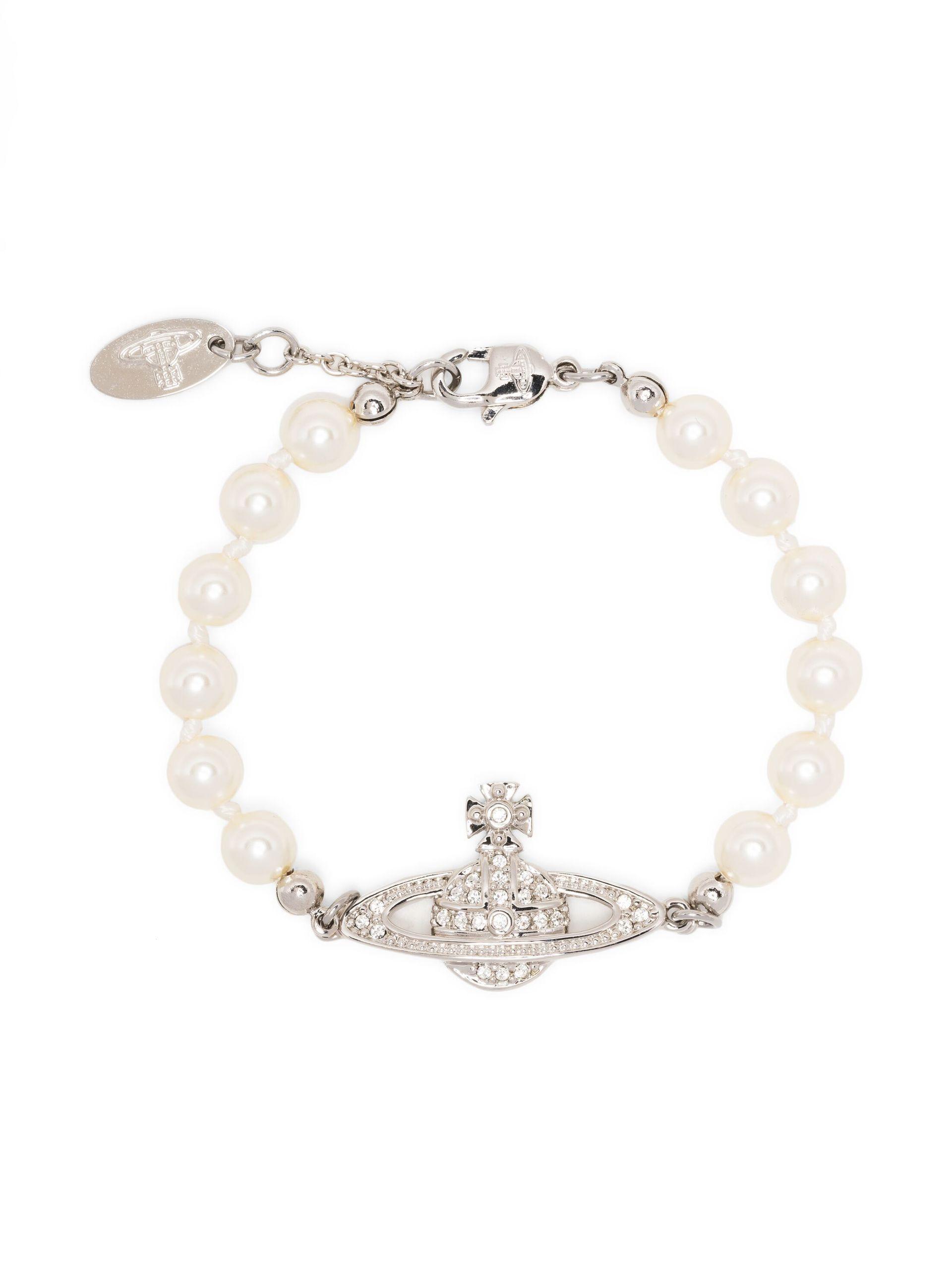 Vivienne Westwood Orb Crystal-embellished Pearl Bracelet in White | Lyst  Australia