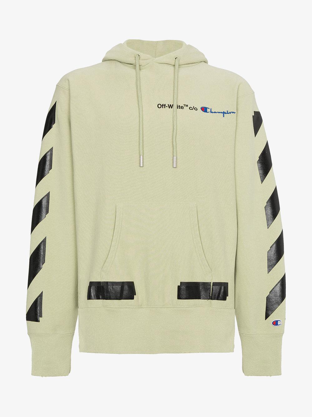 Off-White c/o Virgil Abloh X Champion Hoodie With Logo in Green for Men