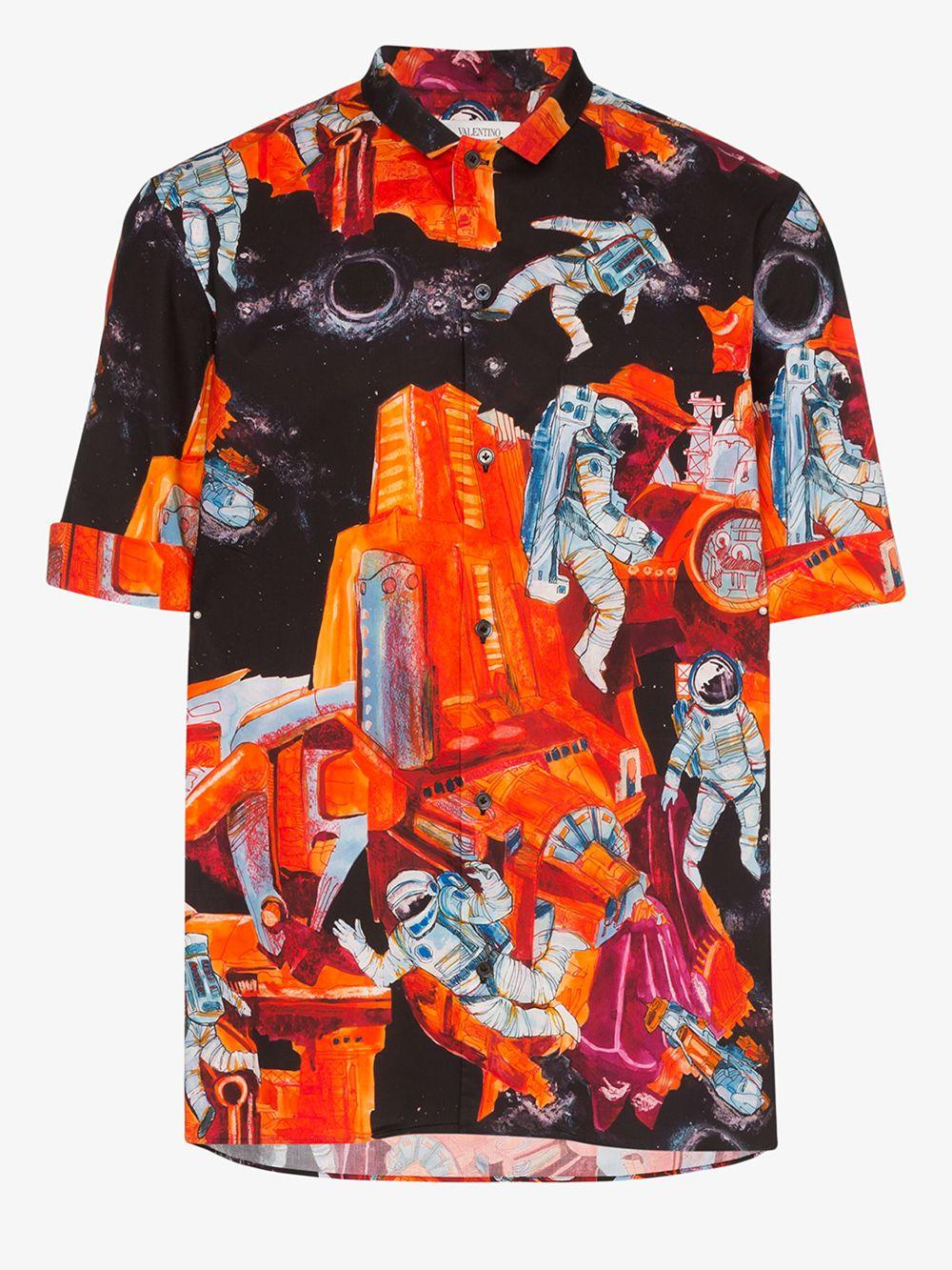 Valentino Space-print Shirt in Orange for Men | Lyst