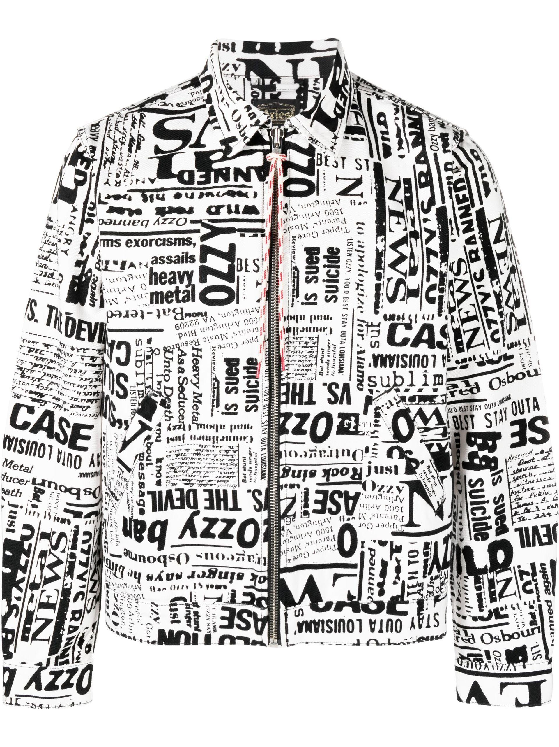 Aries Ozzy Newspaper Print Denim Jacket in Black for Men Lyst