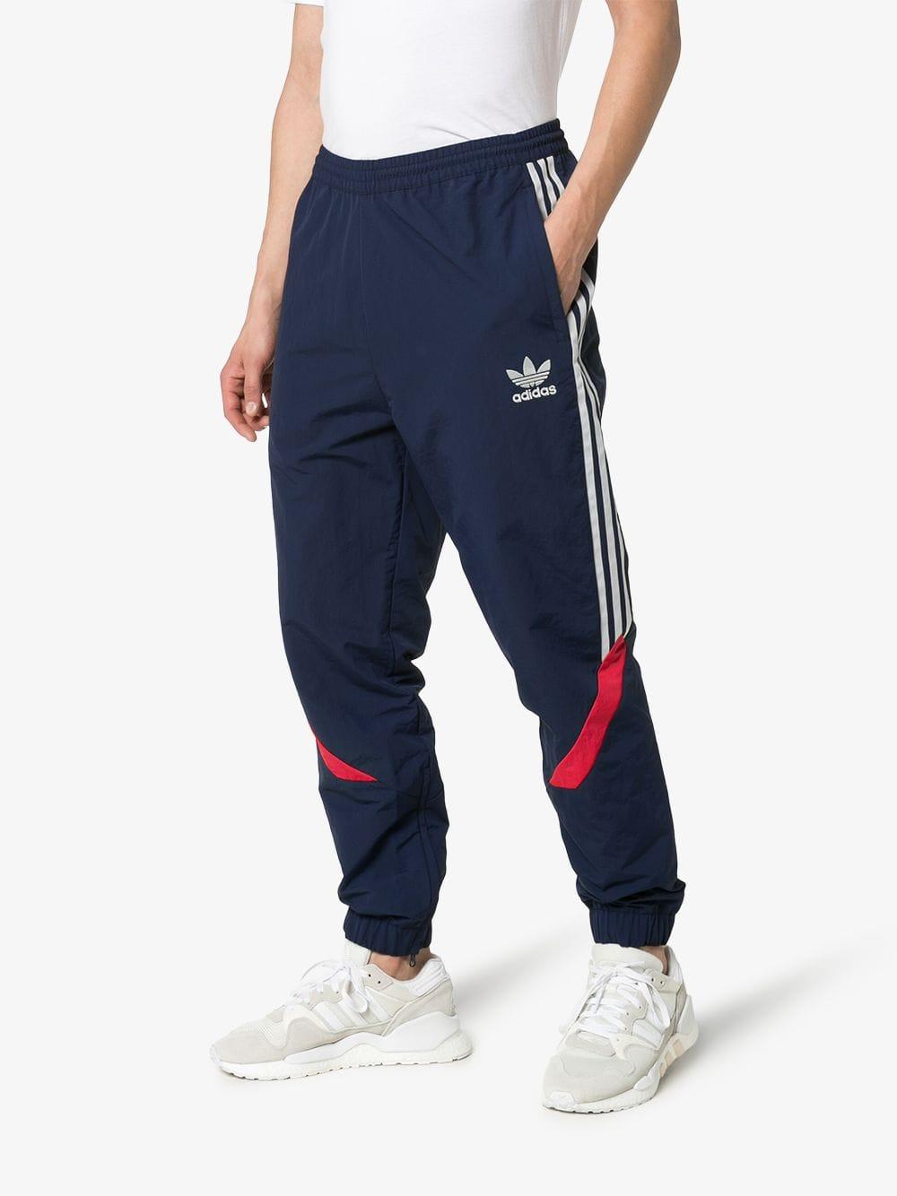 adidas Sportive Red Stripe Track Pants in Blue for Men - Lyst