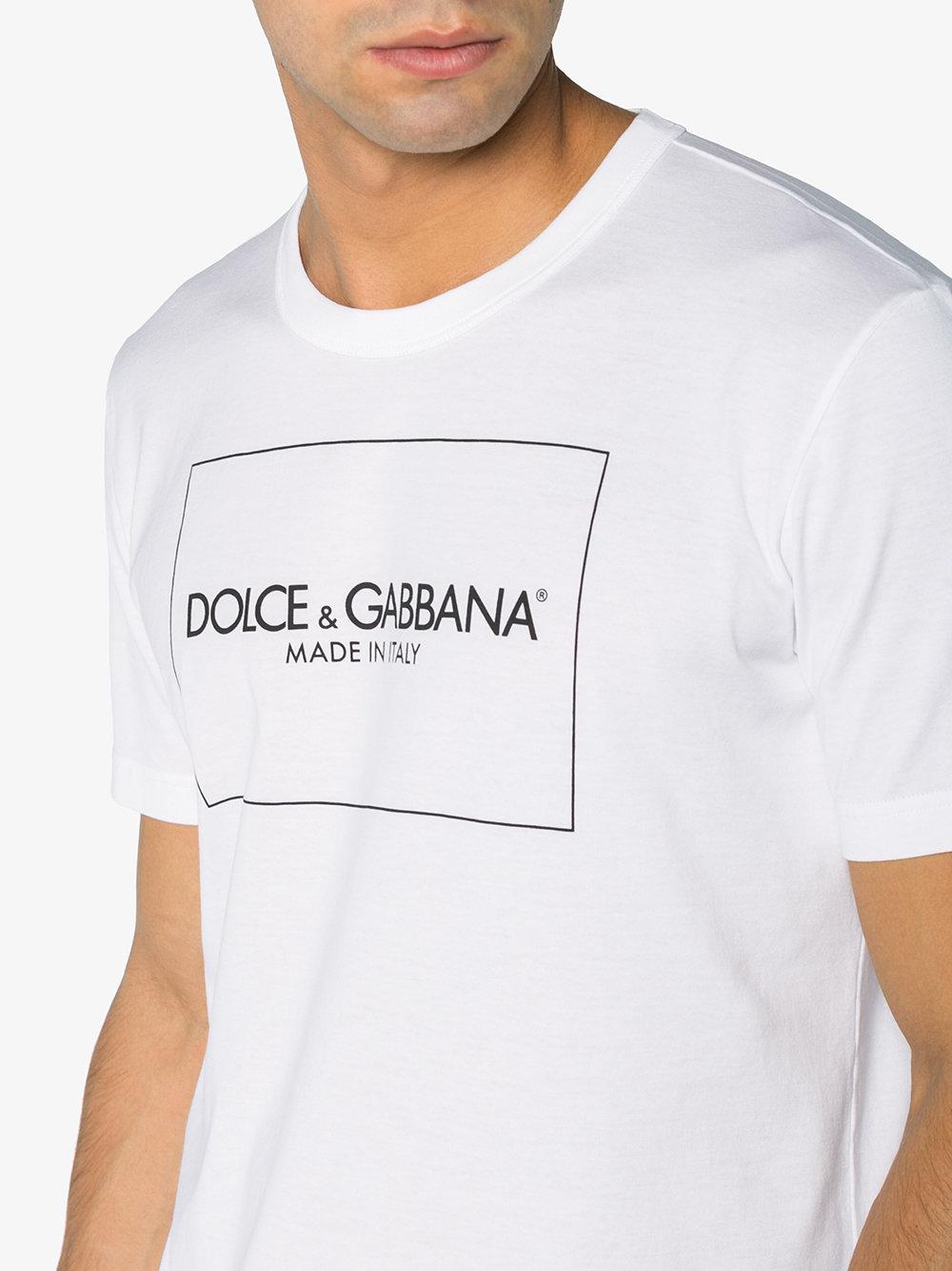 Dolce & Gabbana Cotton Box Logo T Shirt in White for Men - Lyst