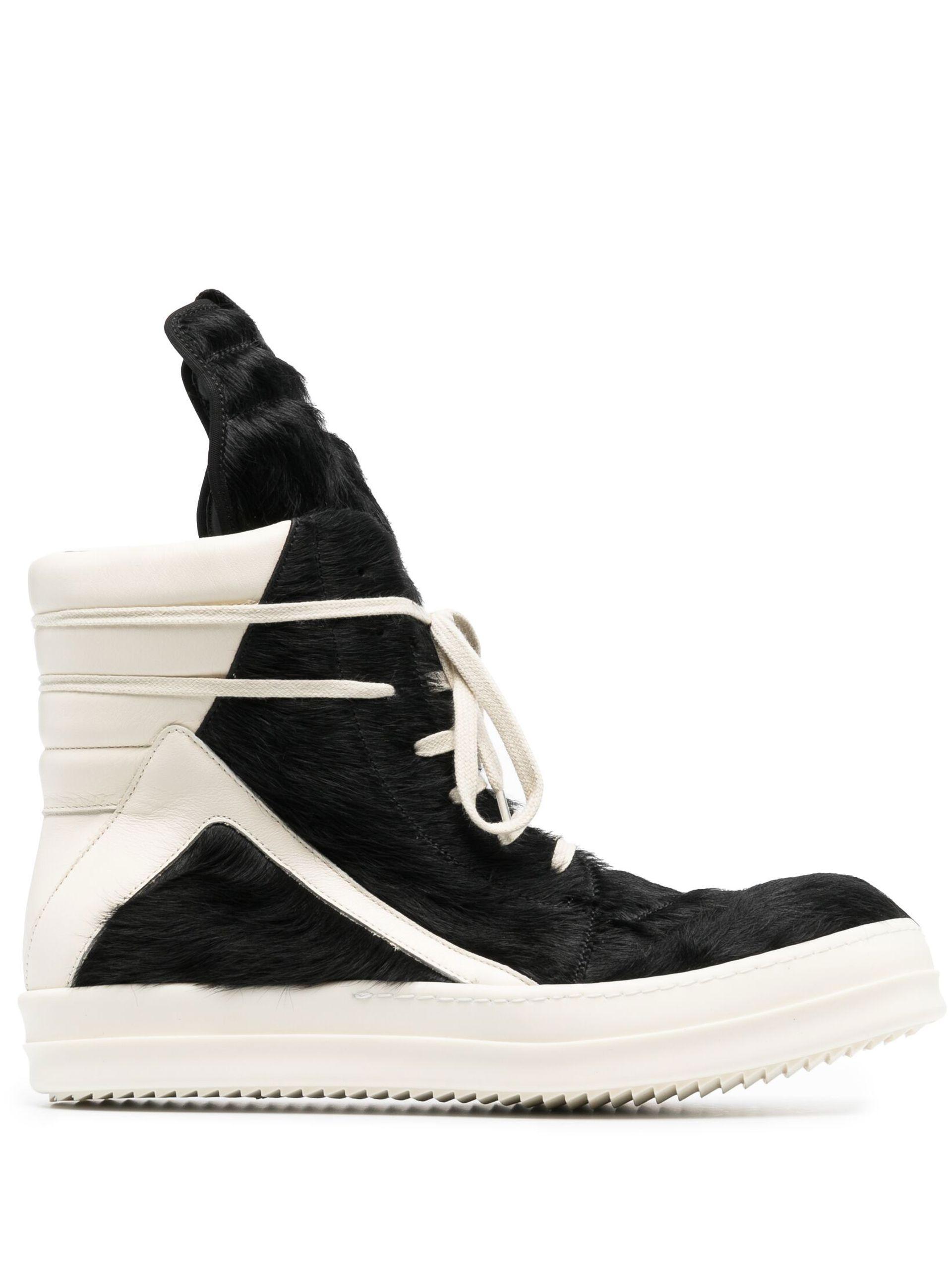 Rick Owens Geobasket Pony Hair High-top Sneakers in White for Men | Lyst