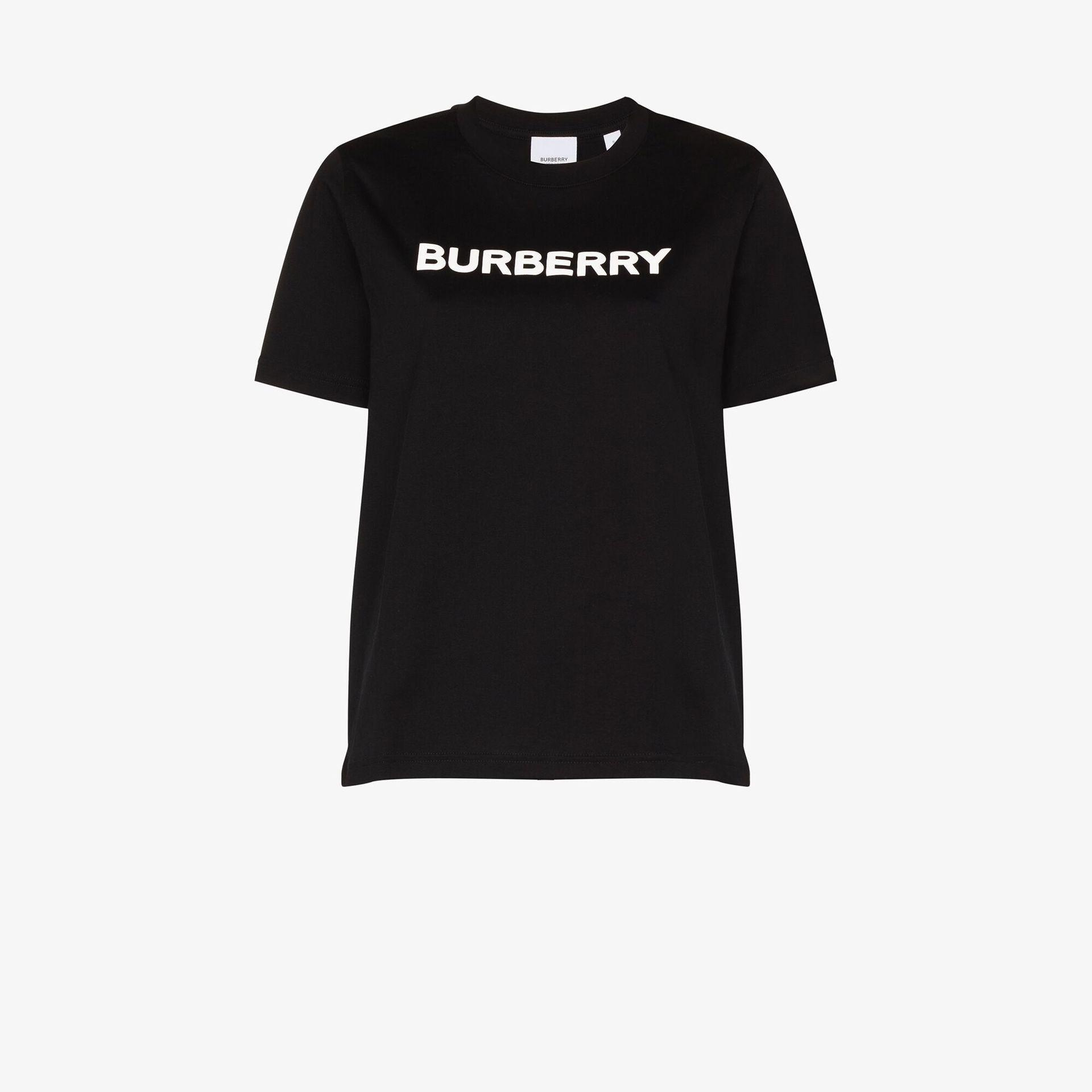 Burberry Margot Logo Print Cotton T-shirt in Black | Lyst