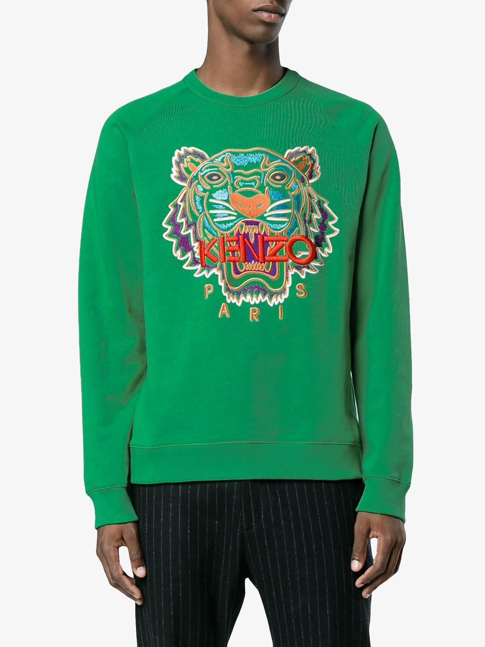 KENZO Synthetic Tiger Motif Sweatshirt in Green for Men - Lyst