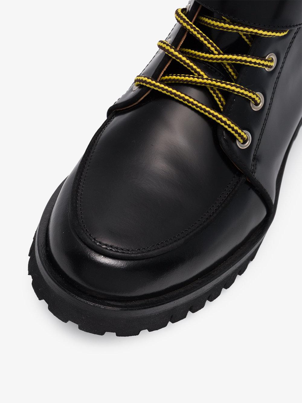 Ganni Leather Dora Walking Boot in Black - Lyst