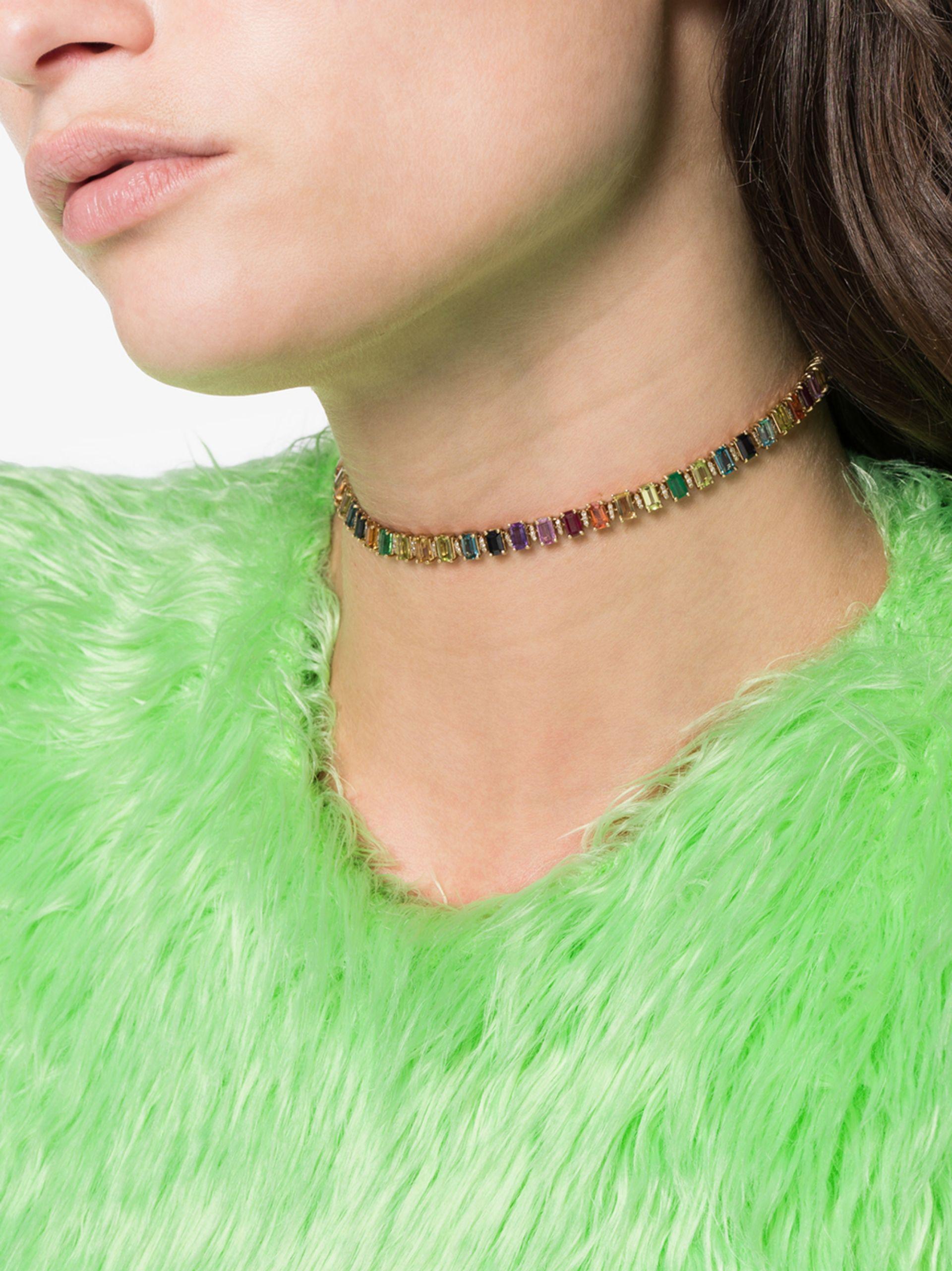 SHAY Rainbow Gem 18k Gold Choker 