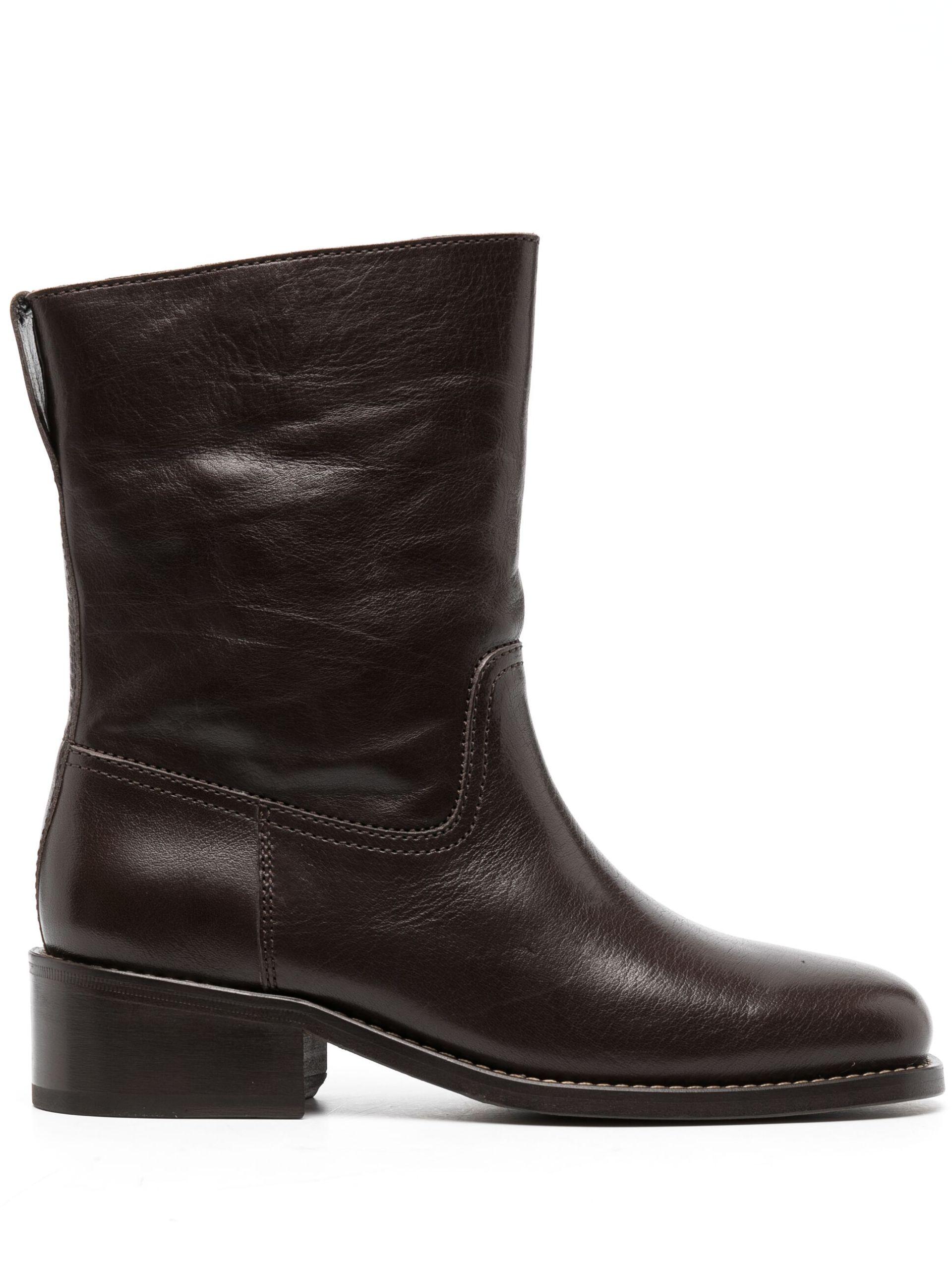 Lemaire Ankle-length Leather Boots in Brown | Lyst