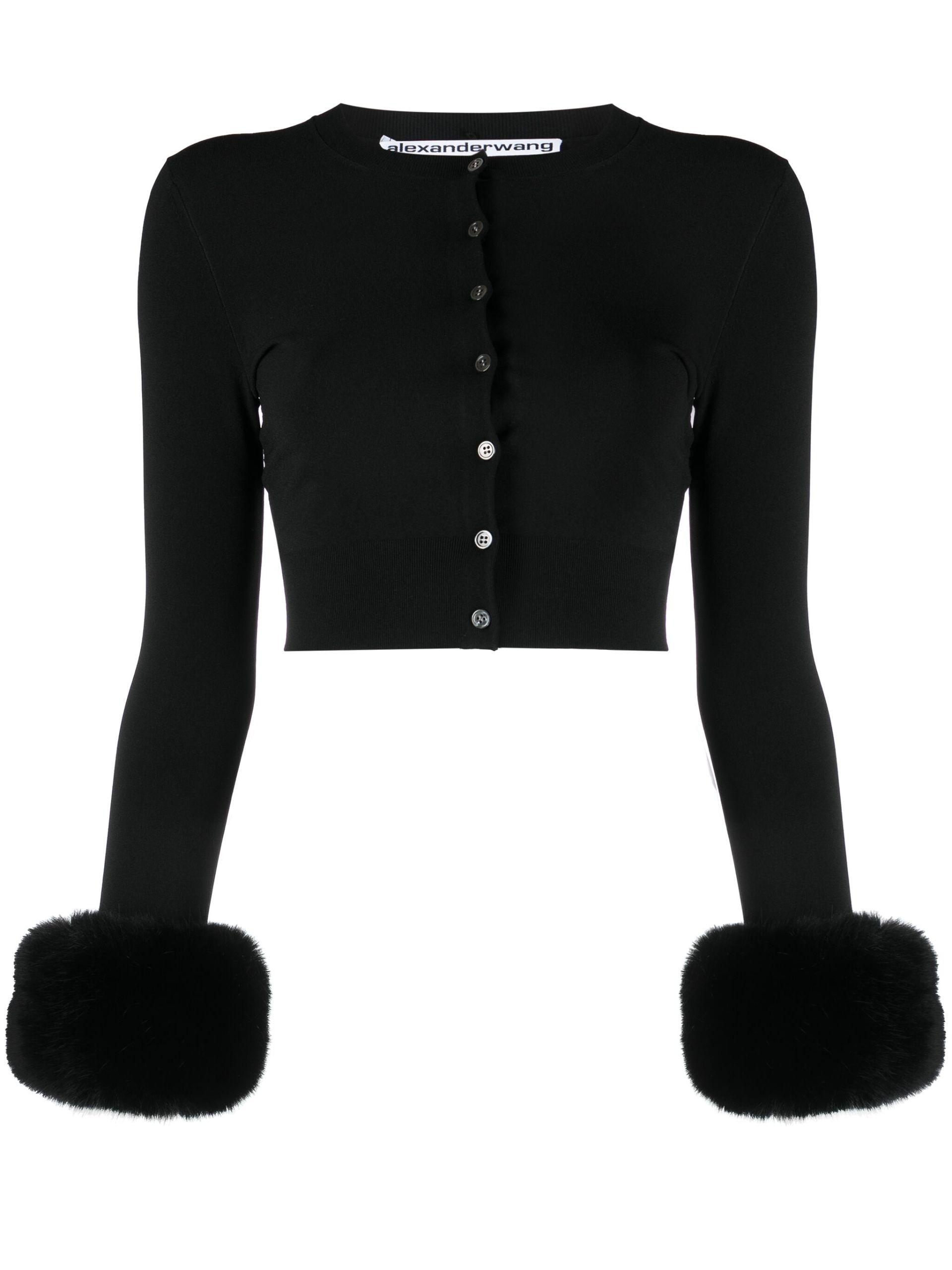 Faux fur cheap cuff cardigan