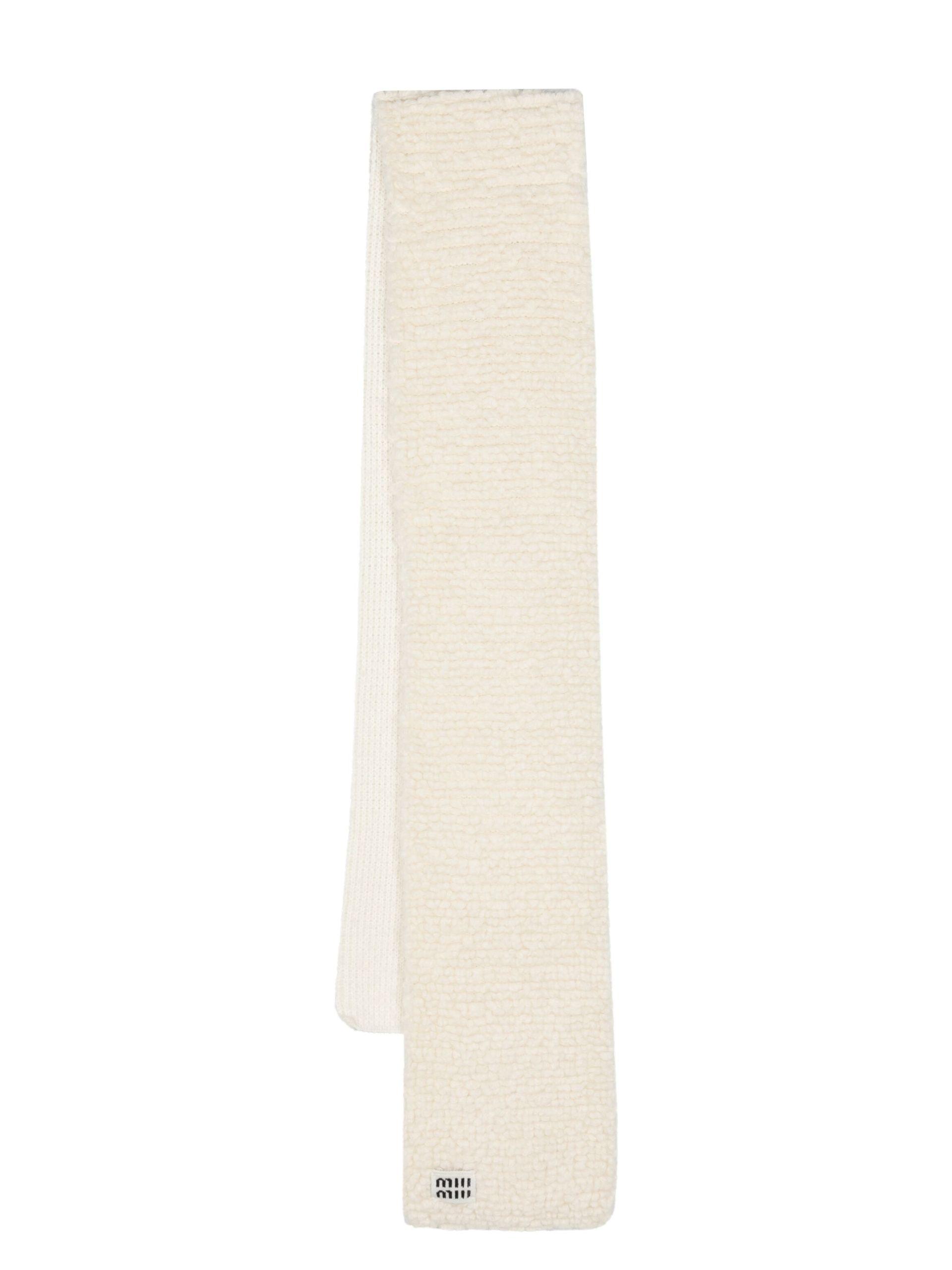 Miu Miu Women's Cashmere Scarf with Feathers - White - Scarves