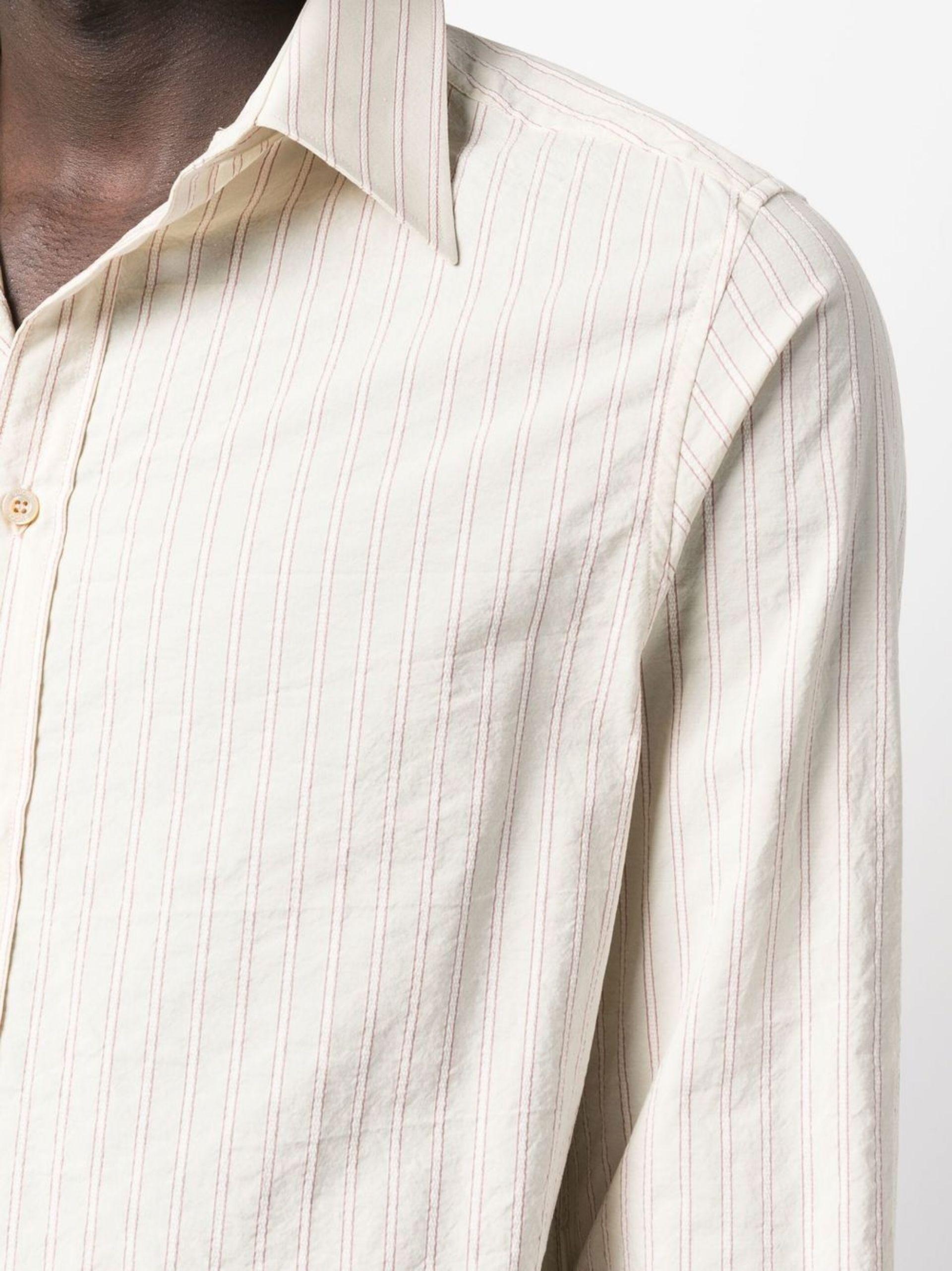 Gucci Striped Long-sleeved Shirt in White for Men | Lyst