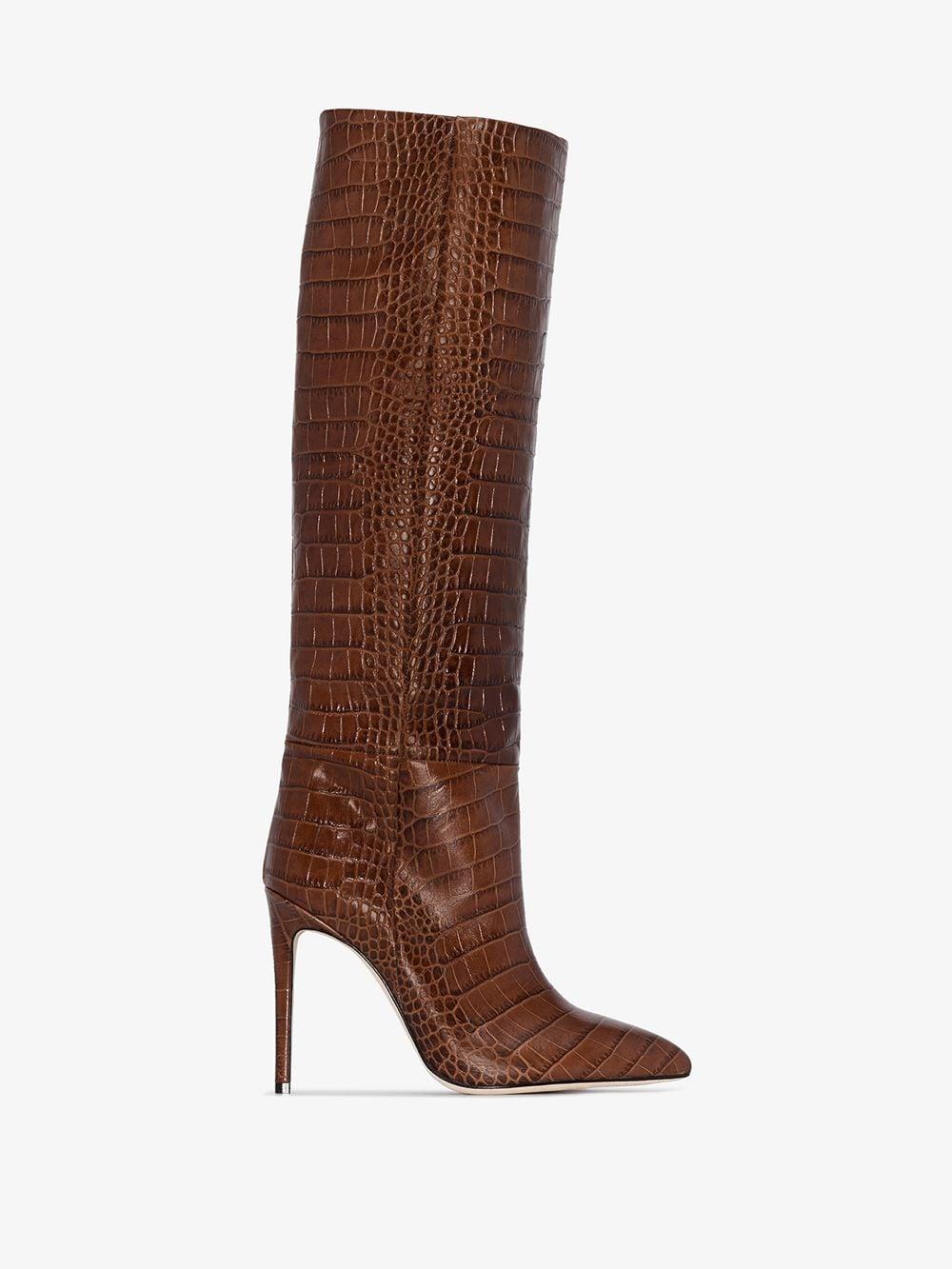 croc knee high boots brown