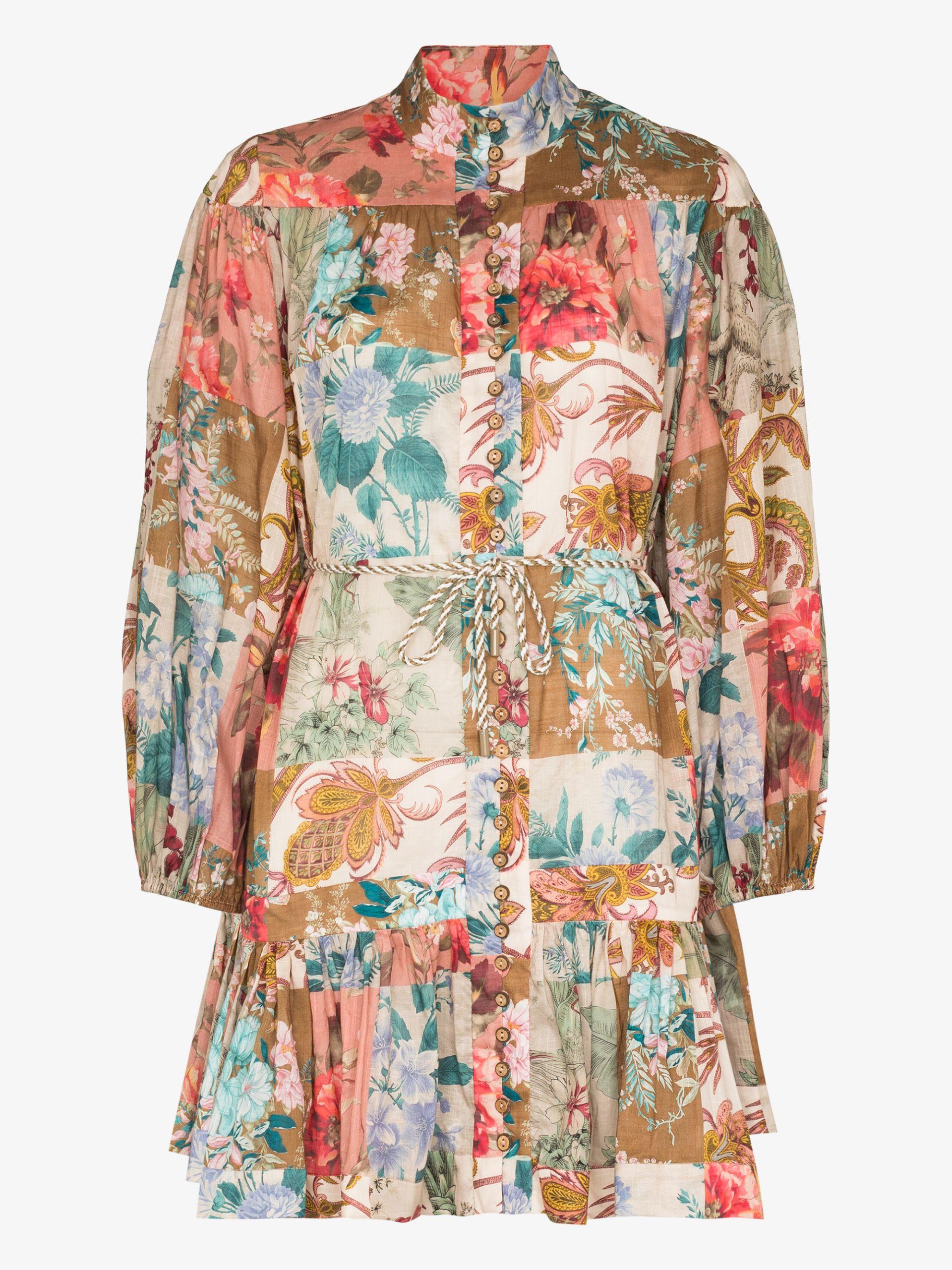 patchwork floral mini dress