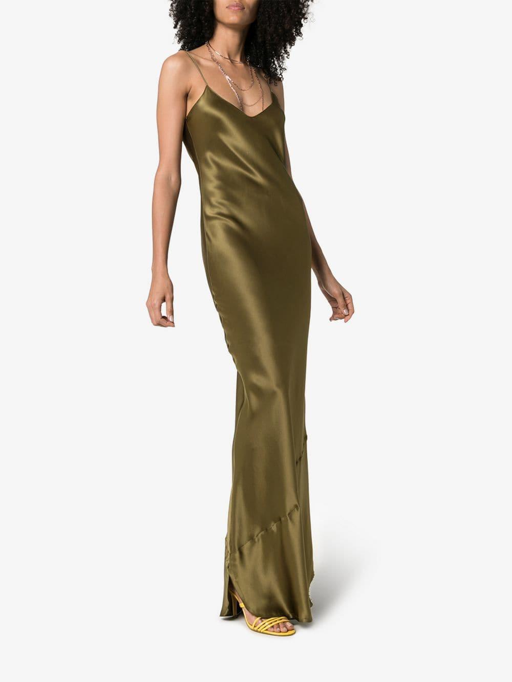 Olive satin outlet slip dress