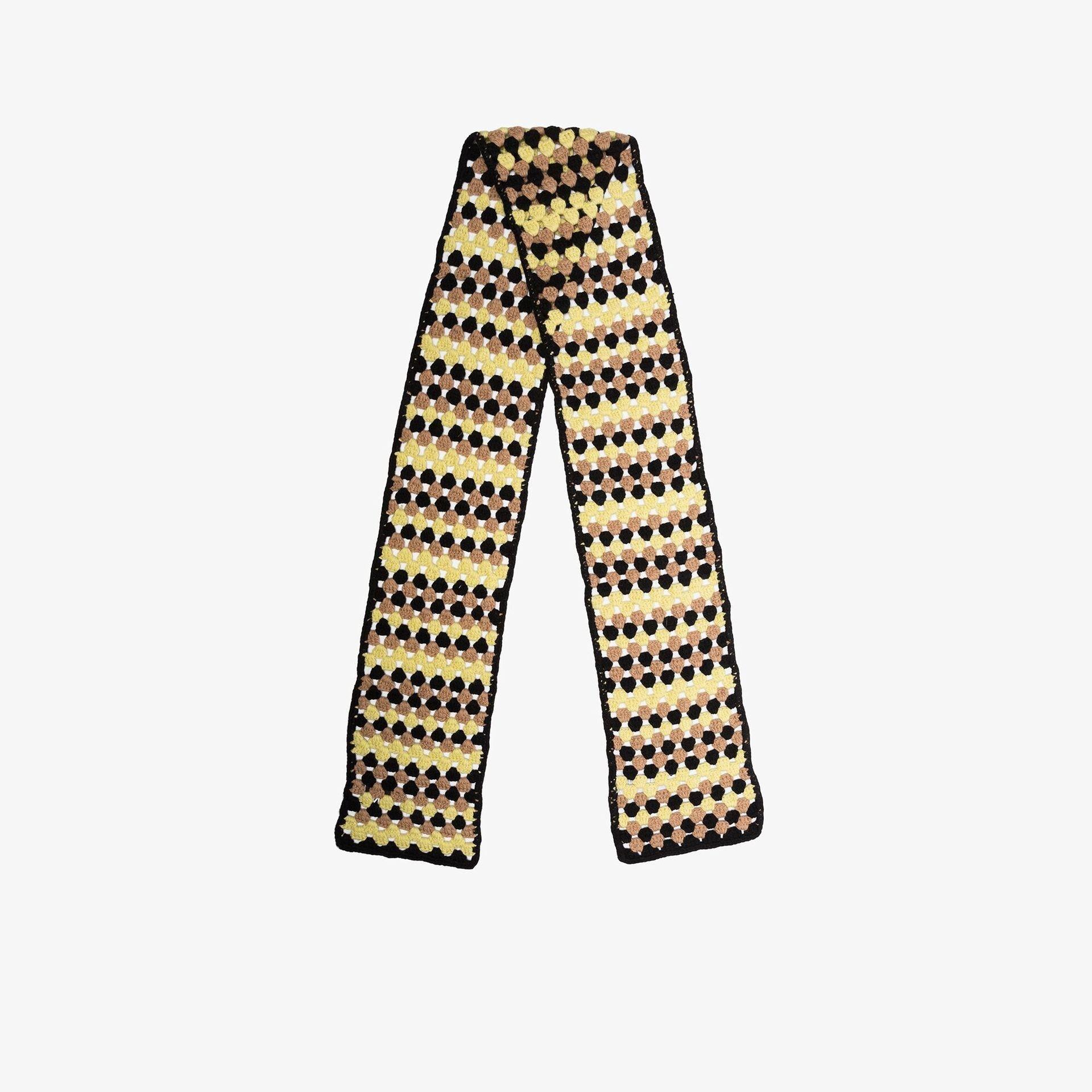 Yellow Farfetch Women Accessories Scarves Wink plaque crochet scarf 
