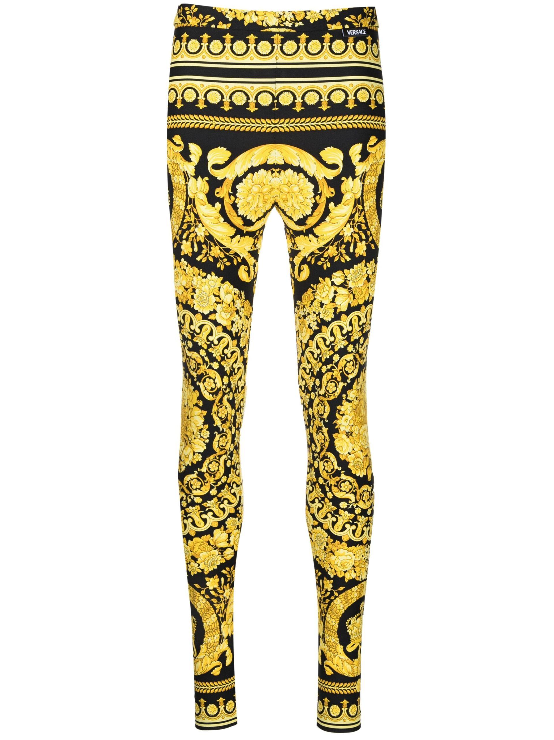 Versace Black Barocco Print leggings - Women's - Polyamide/spandex/elastane  in Yellow
