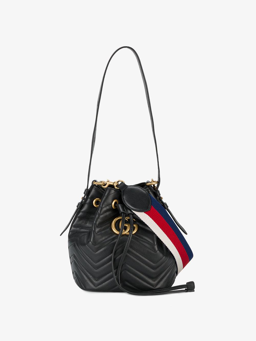gg marmont leather bucket bag