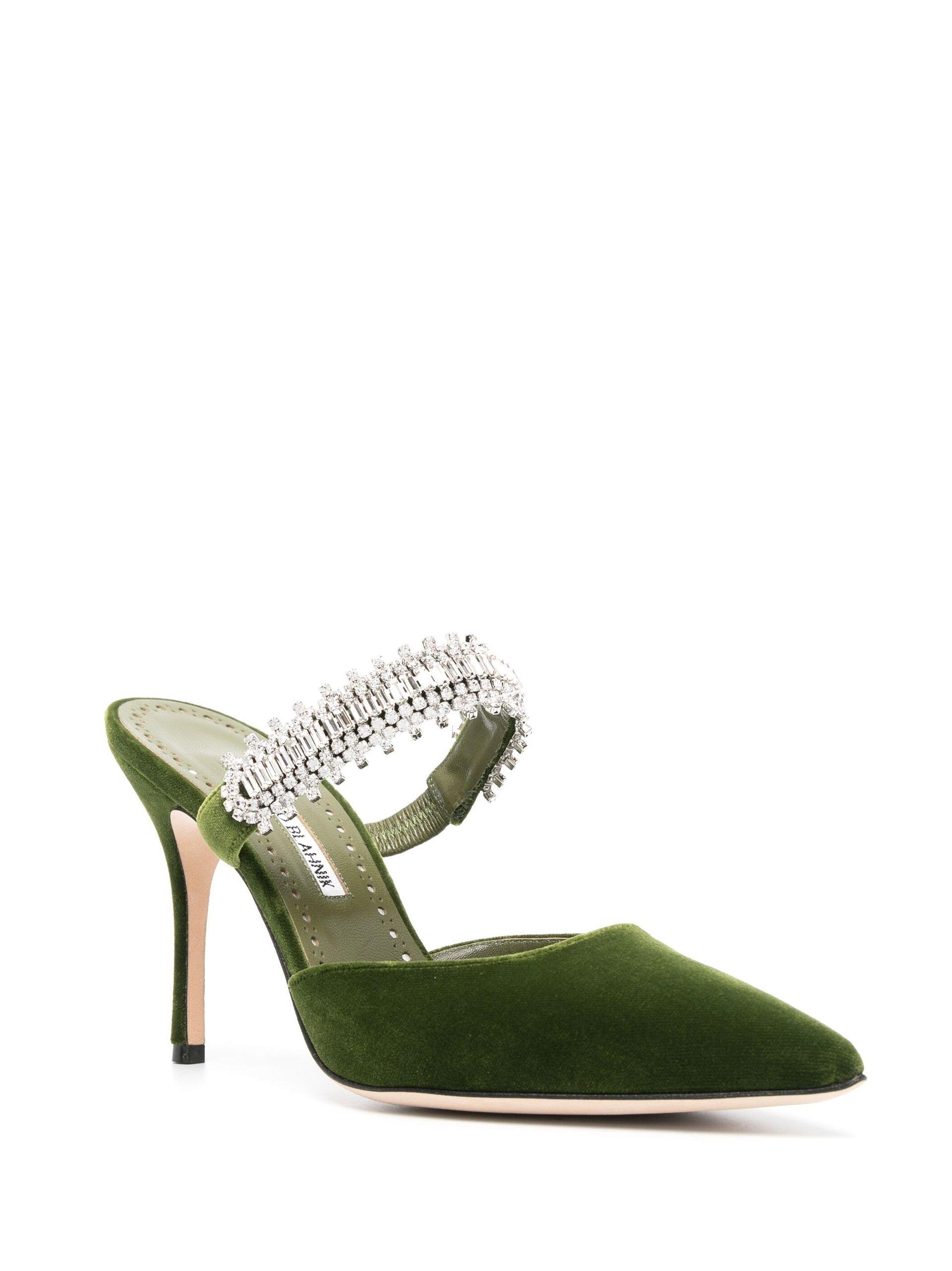 Green velvet mules outlet