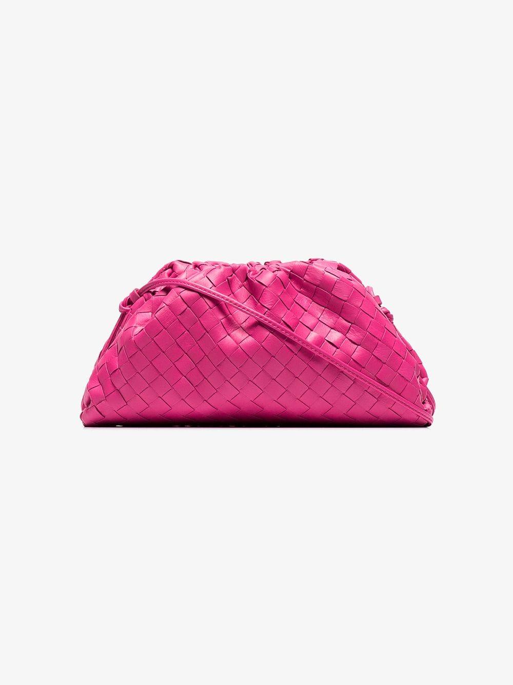 Bottega Veneta Pink Mini Woven Leather Clutch Bag Lyst