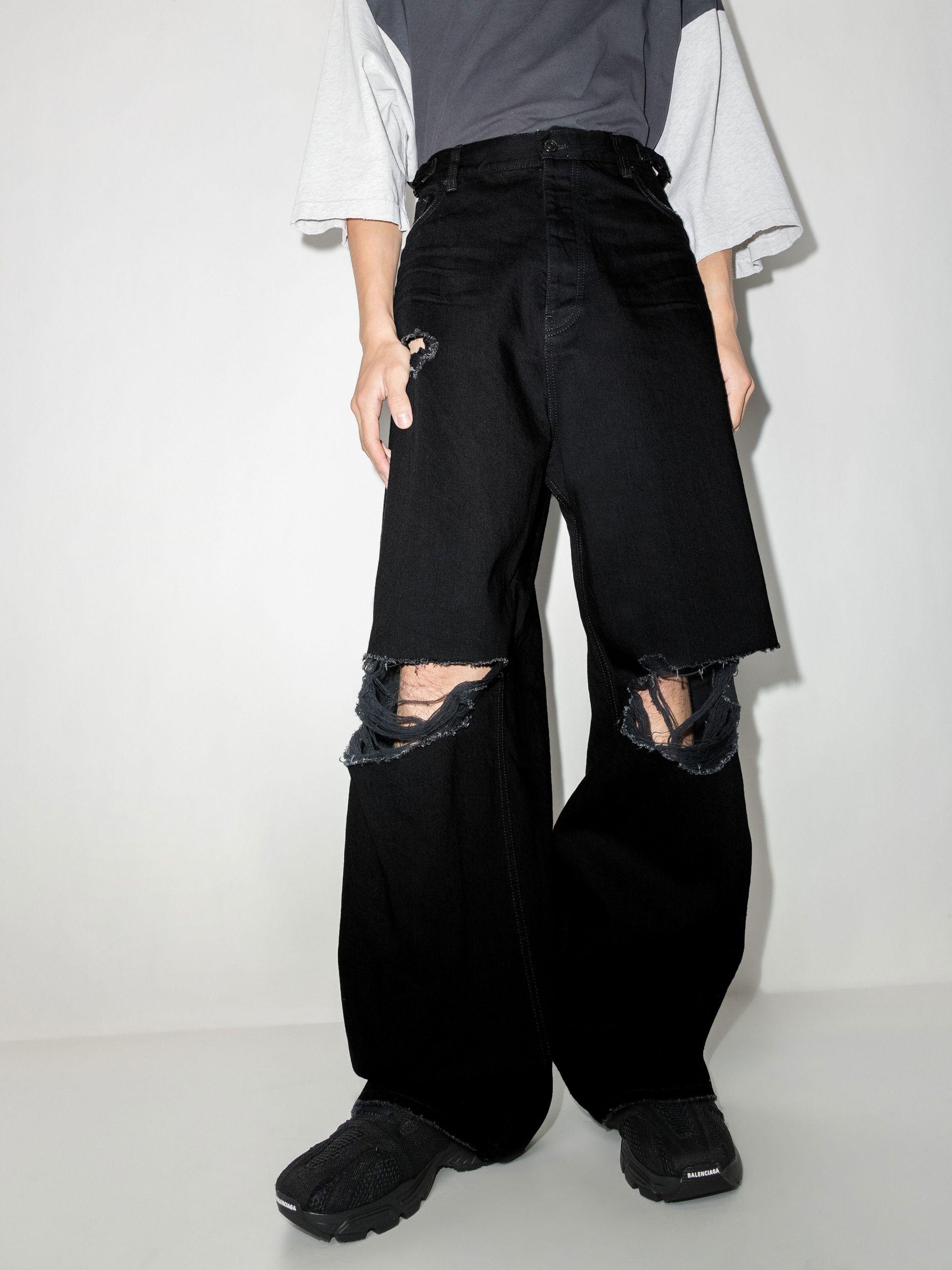 Balenciaga Destroyed baggy Jeans Men s Cotton polyester in Black for Men Lyst Australia