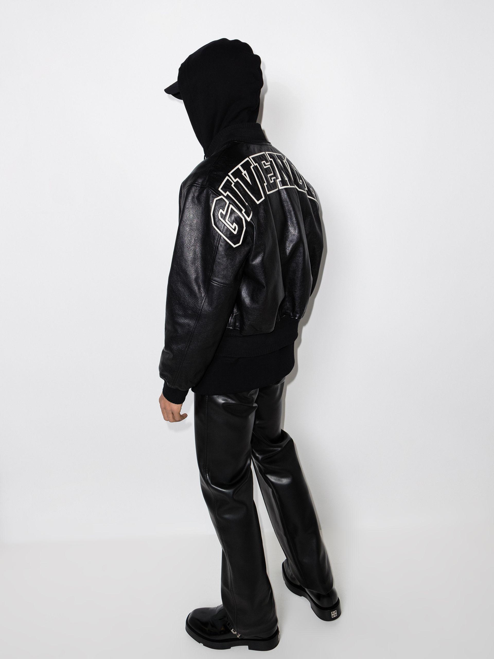 Givenchy Logo Leather Bomber Jacket in Black for Men | Lyst