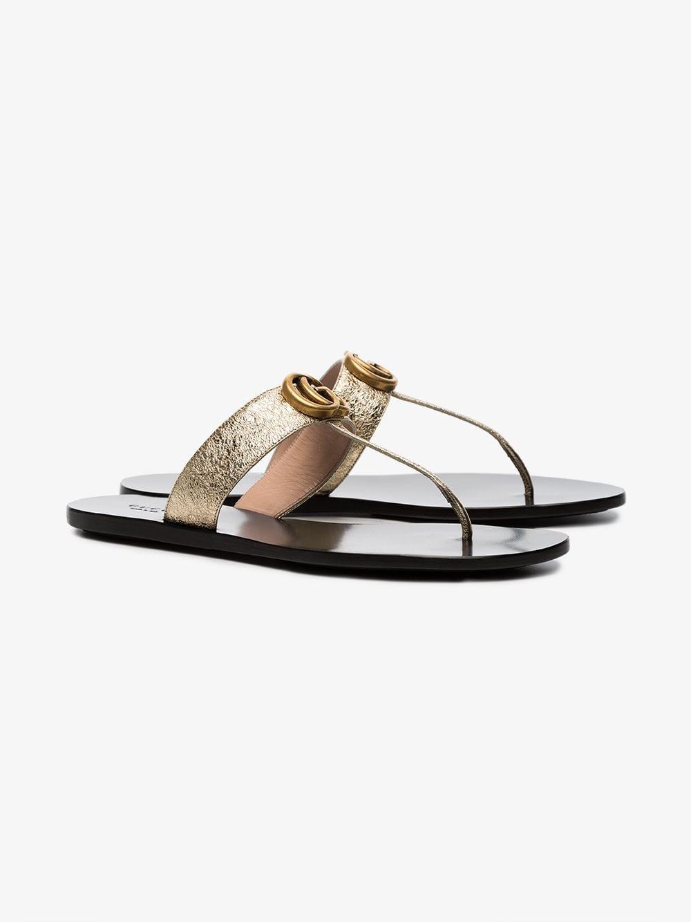 gucci gold flat sandals
