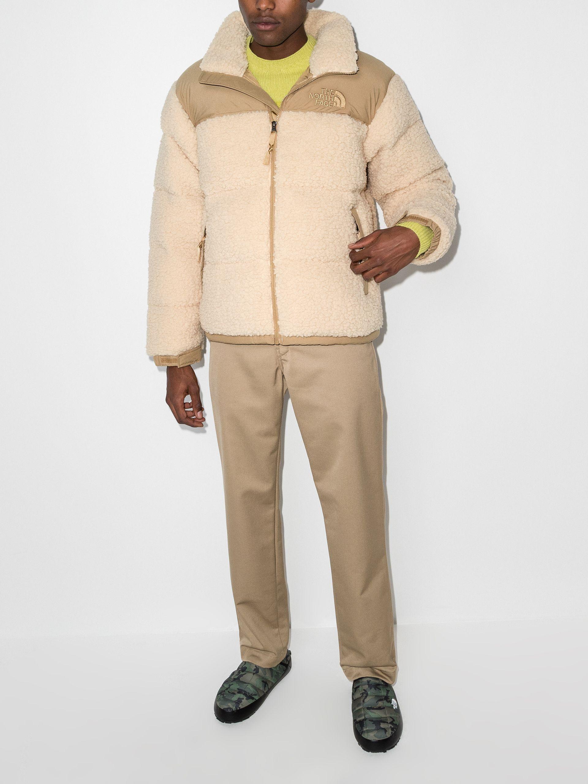 The North Face Beige Nuptse Sherpa Fleece Jacket in Natural for Men | Lyst