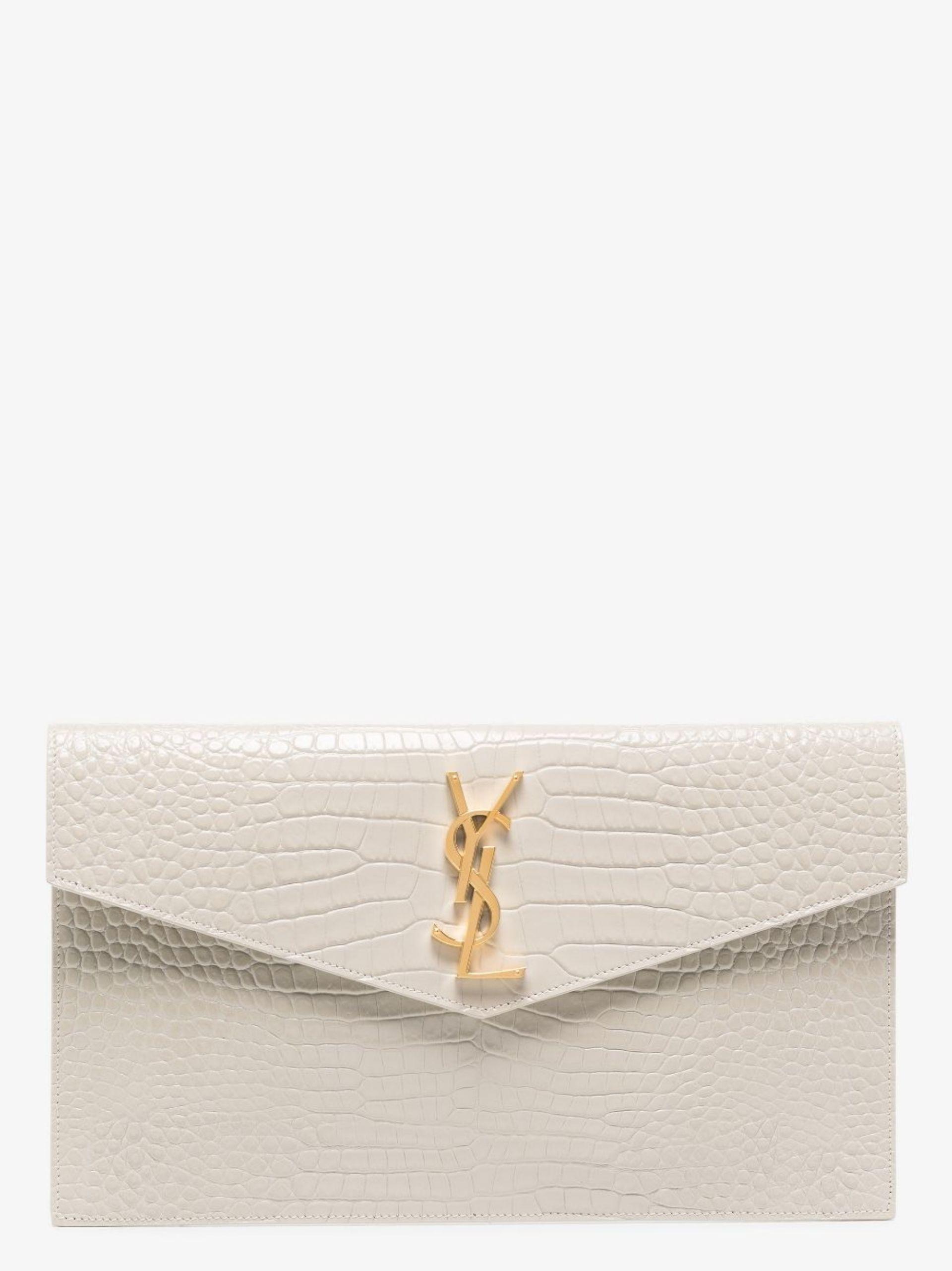 ysl uptown clutch croc