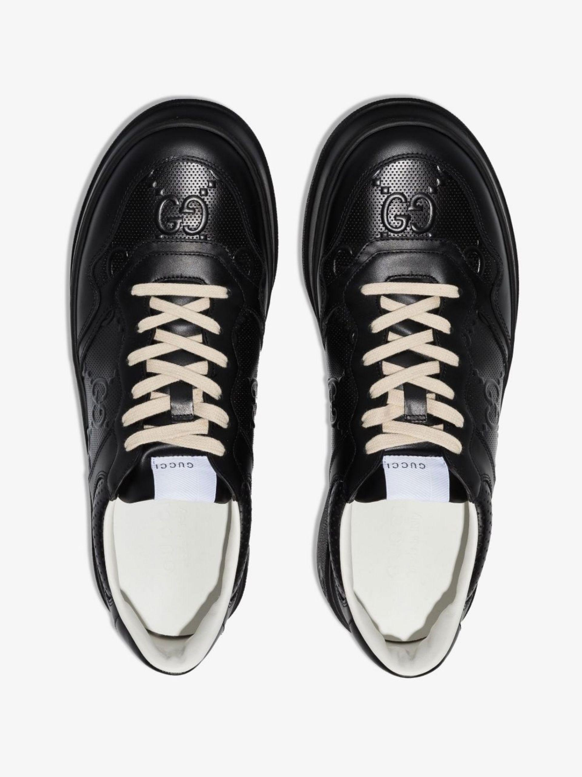 Gucci gg Embossed Low-top Leather Sneakers in Black for Men | Lyst