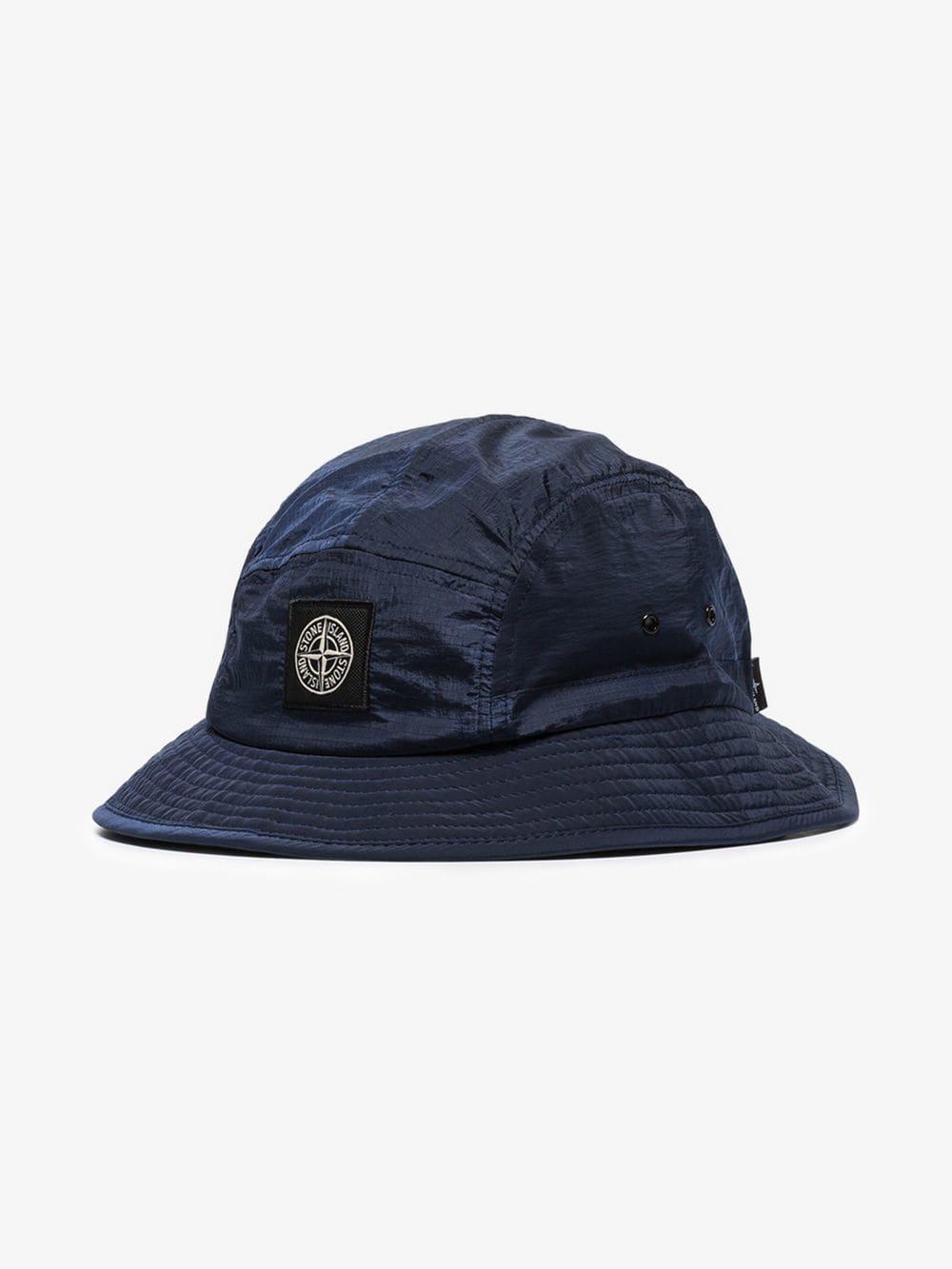 Stone Island Blue Logo Patch Ripstop Bucket Hat for Men | Lyst