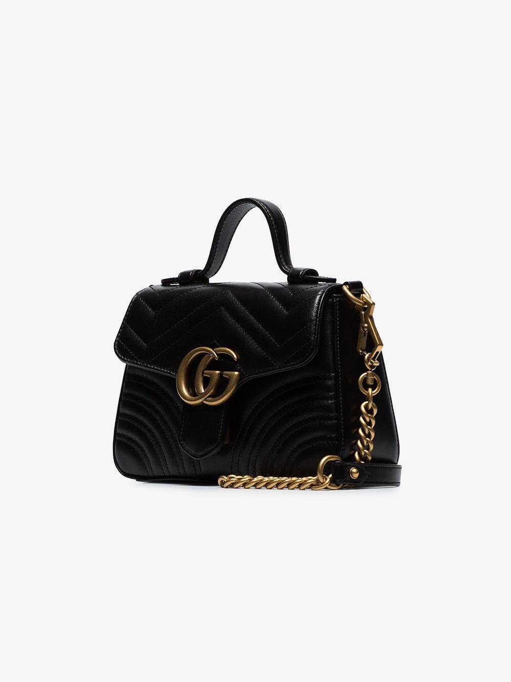 Gucci Black Marmont Mini Quilted Leather Shoulder Bag - Lyst