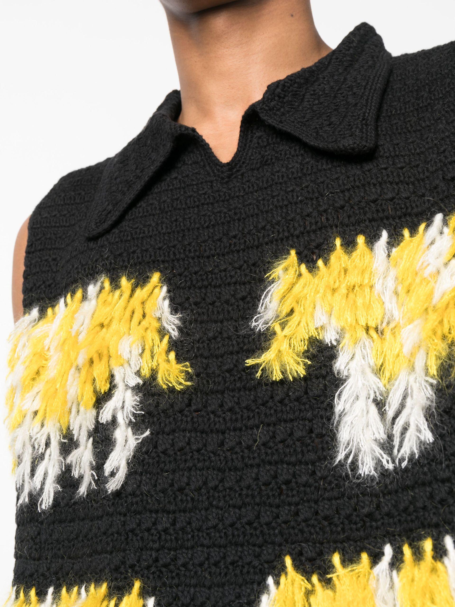 NAMACHEKO Baran Polo Fringed-detail Knitted Vest in Black for Men