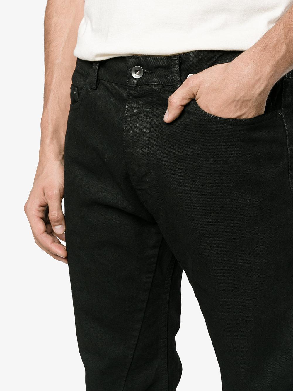 Rick Owens Drkshdw Denim Torrance Cut Waxed Jeans in Black for Men - Lyst