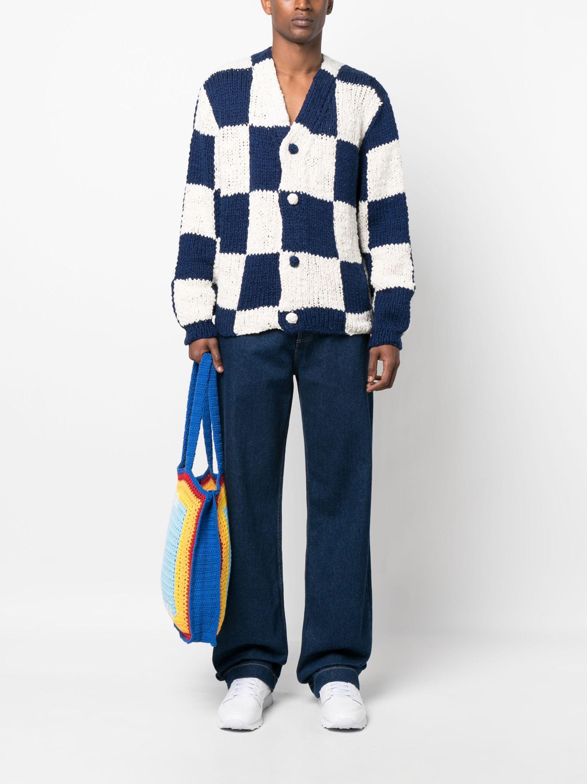 mideal plaid pattern cardigan Blue