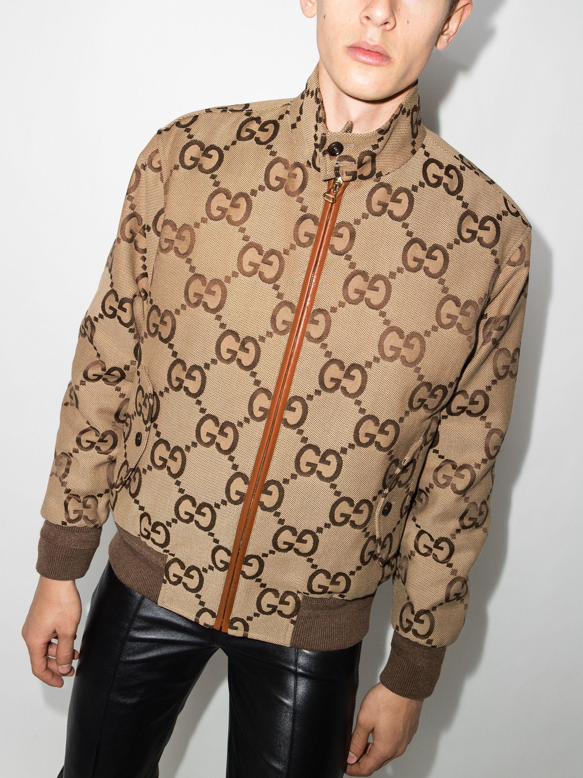 Gucci Brown gg Supreme Bomber Jacket for Men | Lyst