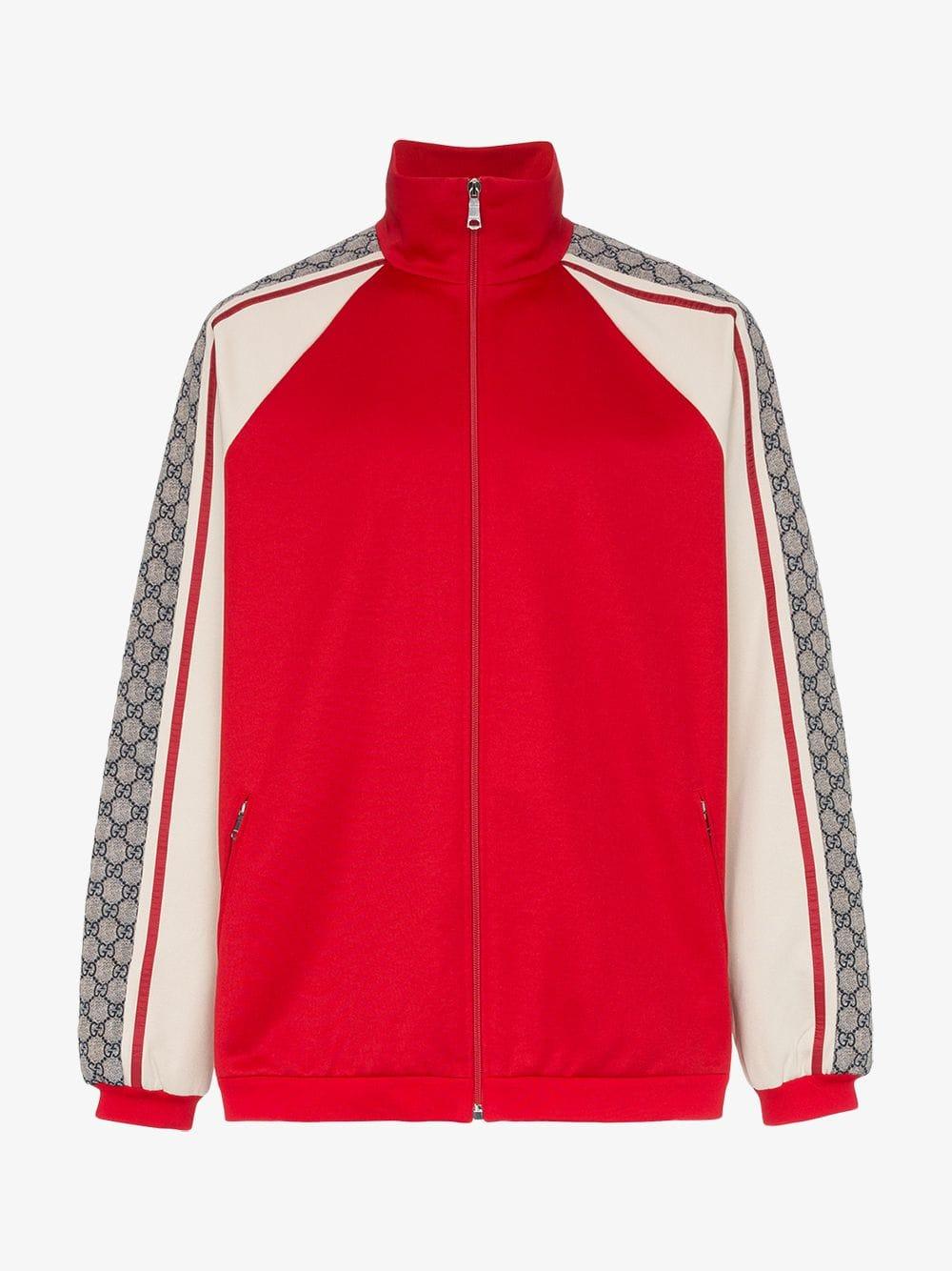 Gucci Synthetic GG Stripe Technical Jersey Jacket in Red for Men | Lyst