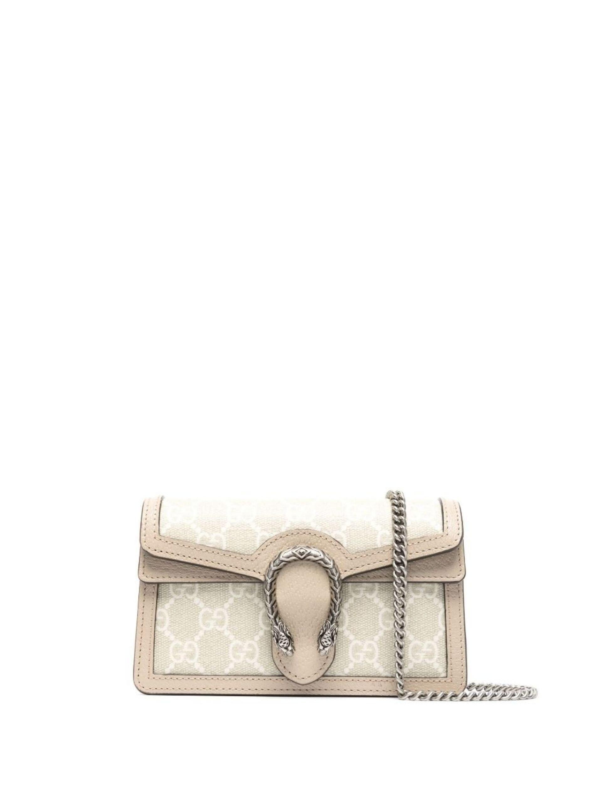 Dionysus GG super mini bag in beige and white GG Supreme