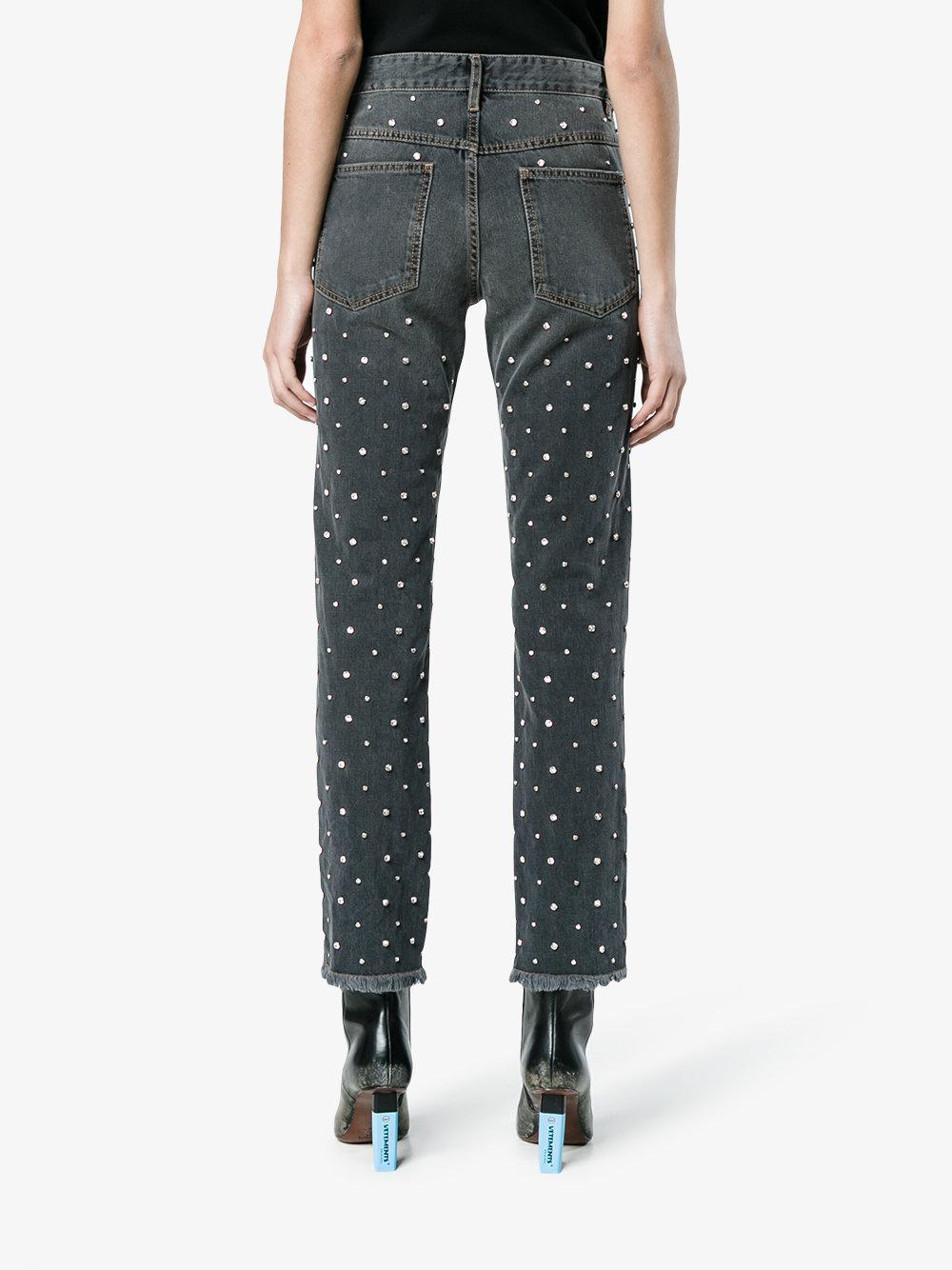 Isabel Marant Denim Ulano Swarovski Crystal Embellished Straight Jeans in  Grey (Grey) - Save 40% | Lyst UK