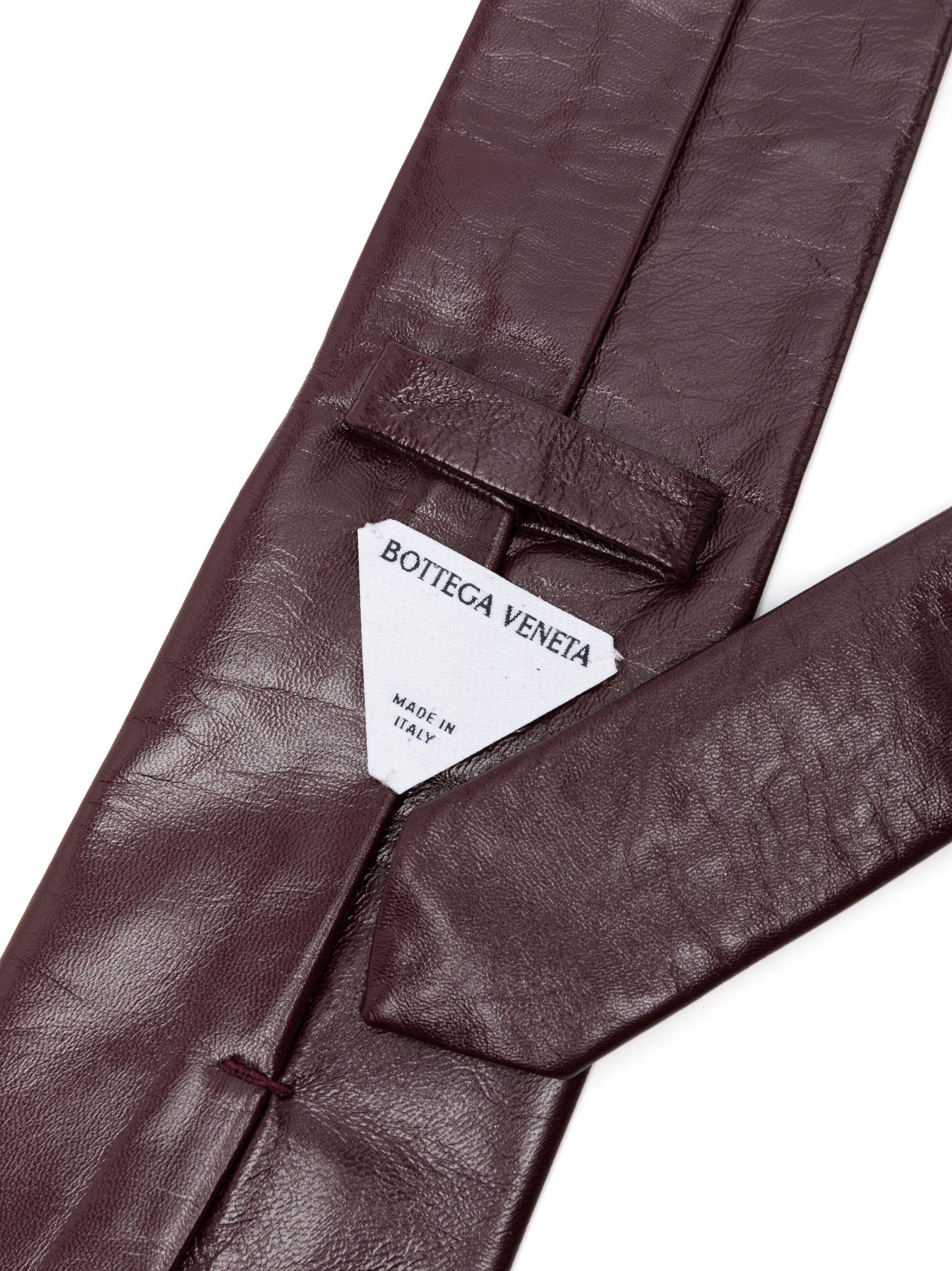 Bottega Veneta Pointed Leather Tie in Brown for Men Lyst