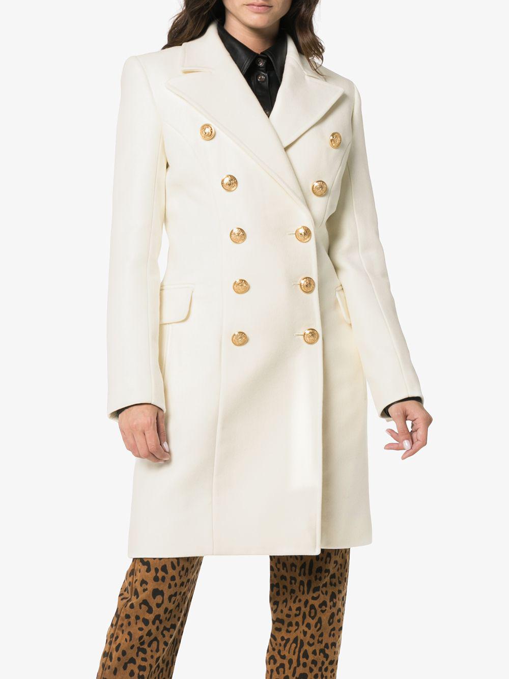 balmain white coat
