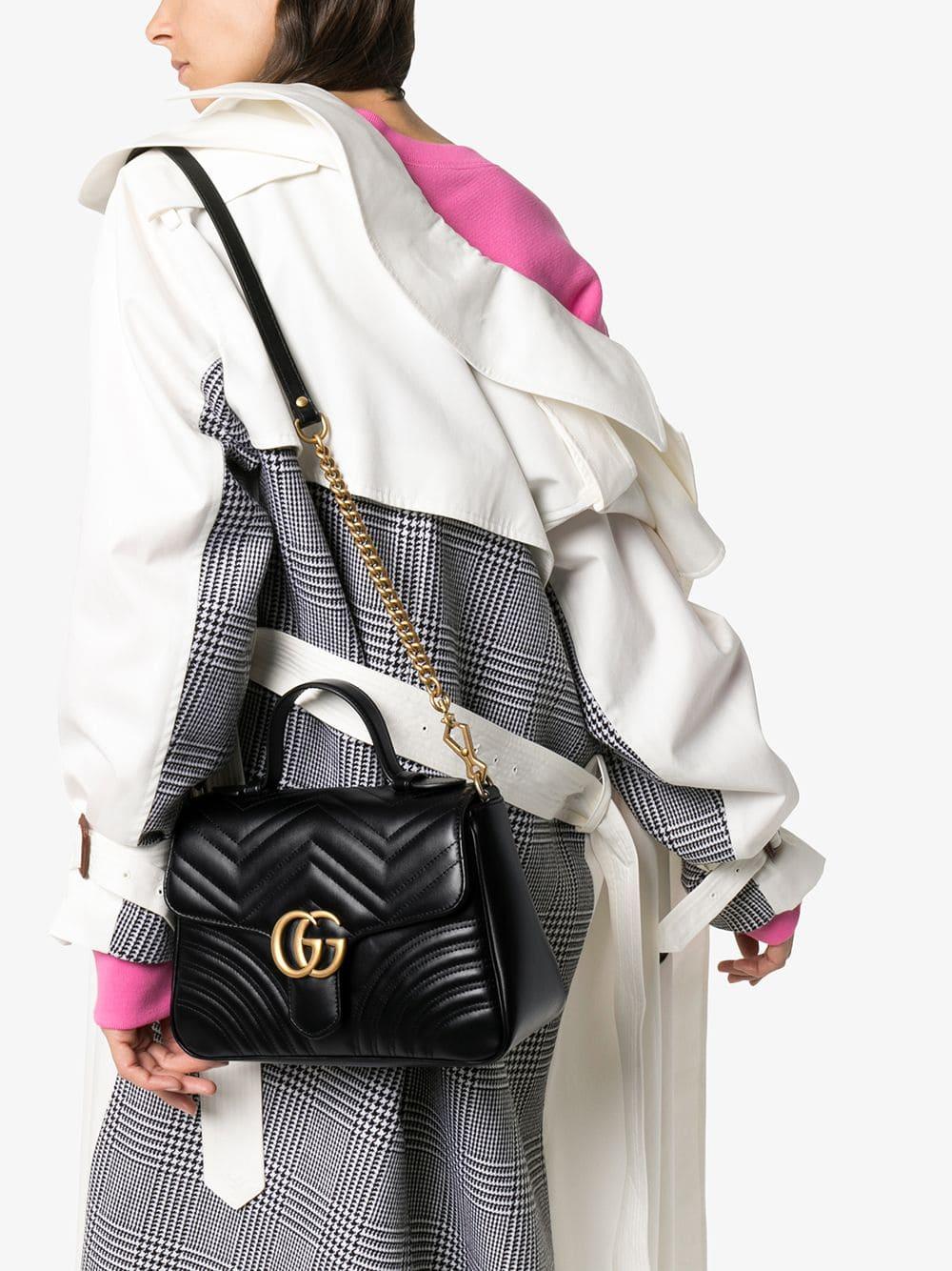 Gucci Black GG Marmont Small Top Handle Bag - Save 45% - Lyst
