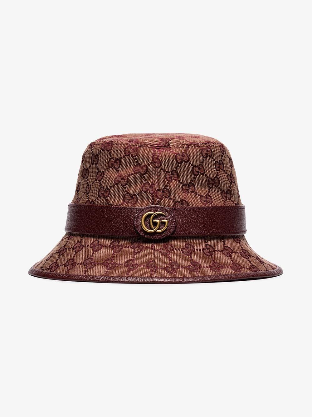 Gucci Brown GG Canvas Bucket Hat in Red for Men - Lyst