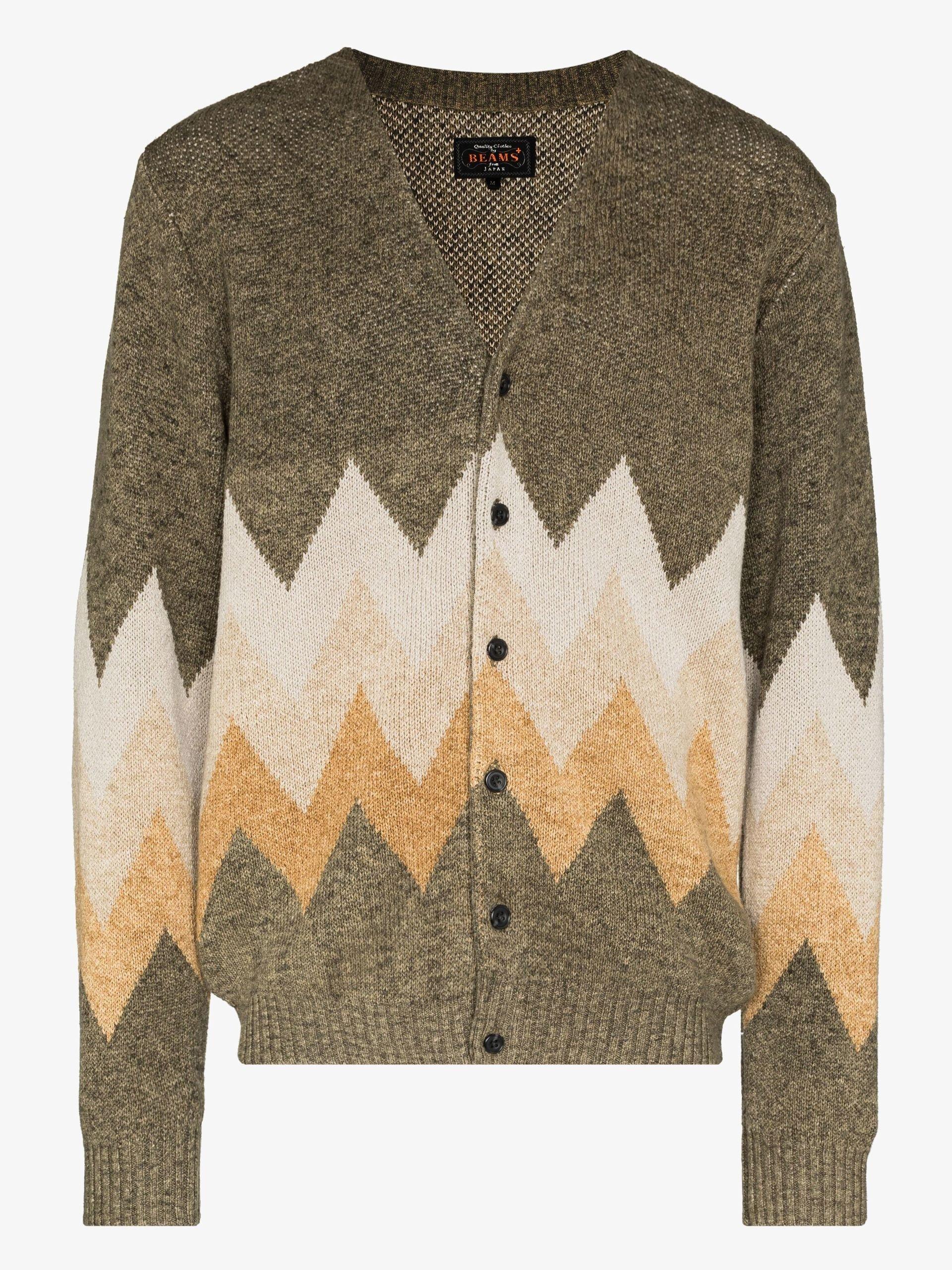 Linen Zigzag Jacquard Cardigan 
