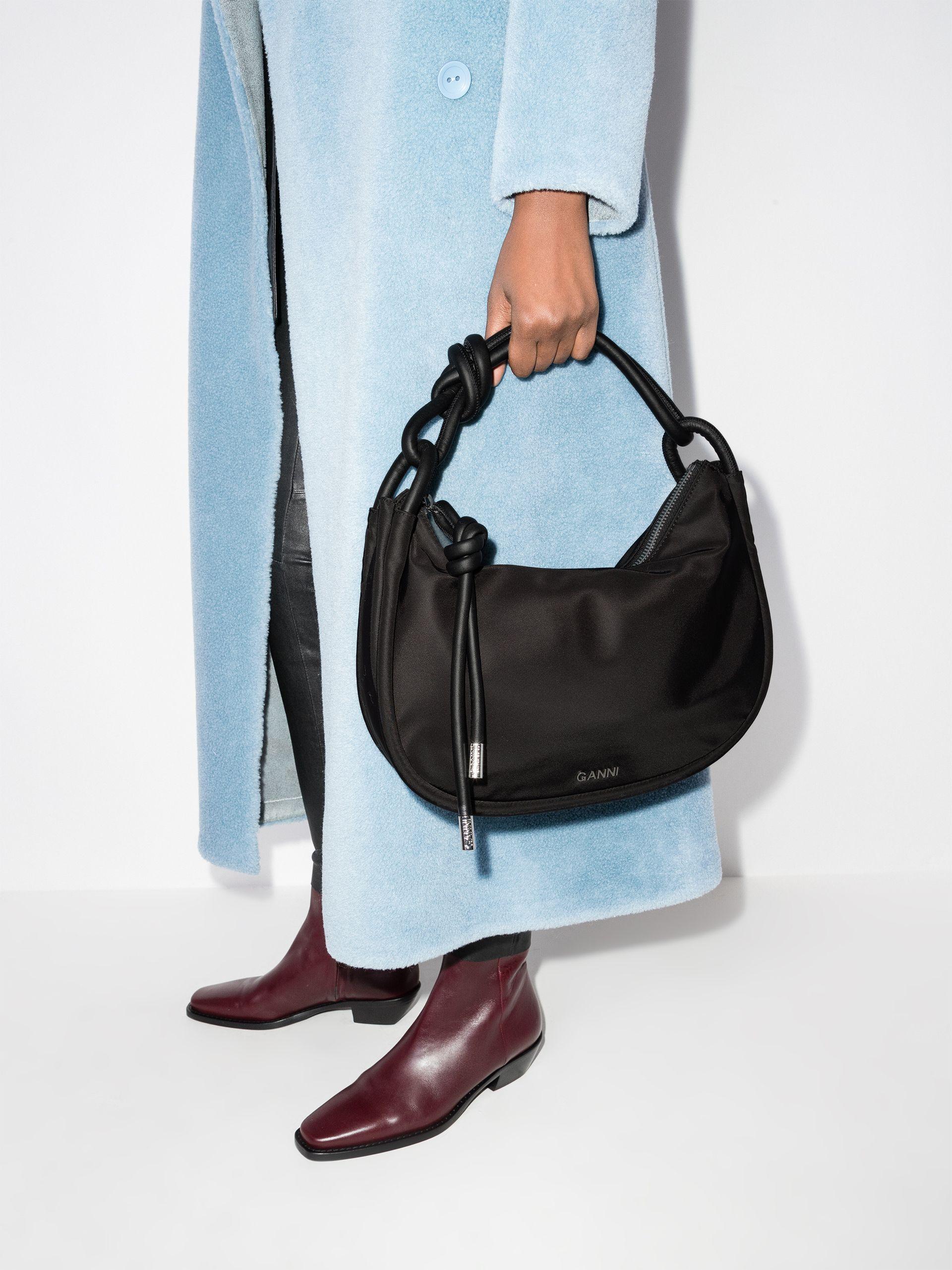 Ganni Knot Logo Shoulder Bag in Black | Lyst