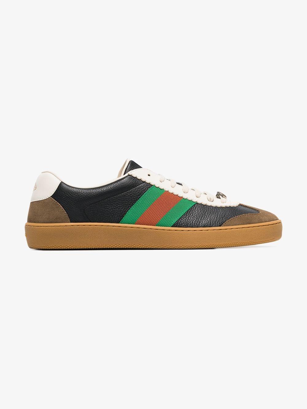 gucci leather and suede web sneaker