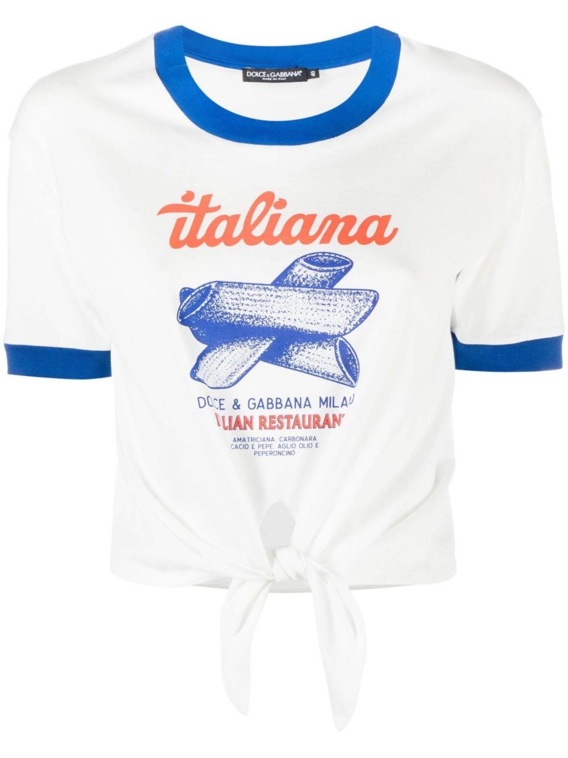 Dolce & Gabbana Knot-detail Graphic-print T-shirt in Blue | Lyst