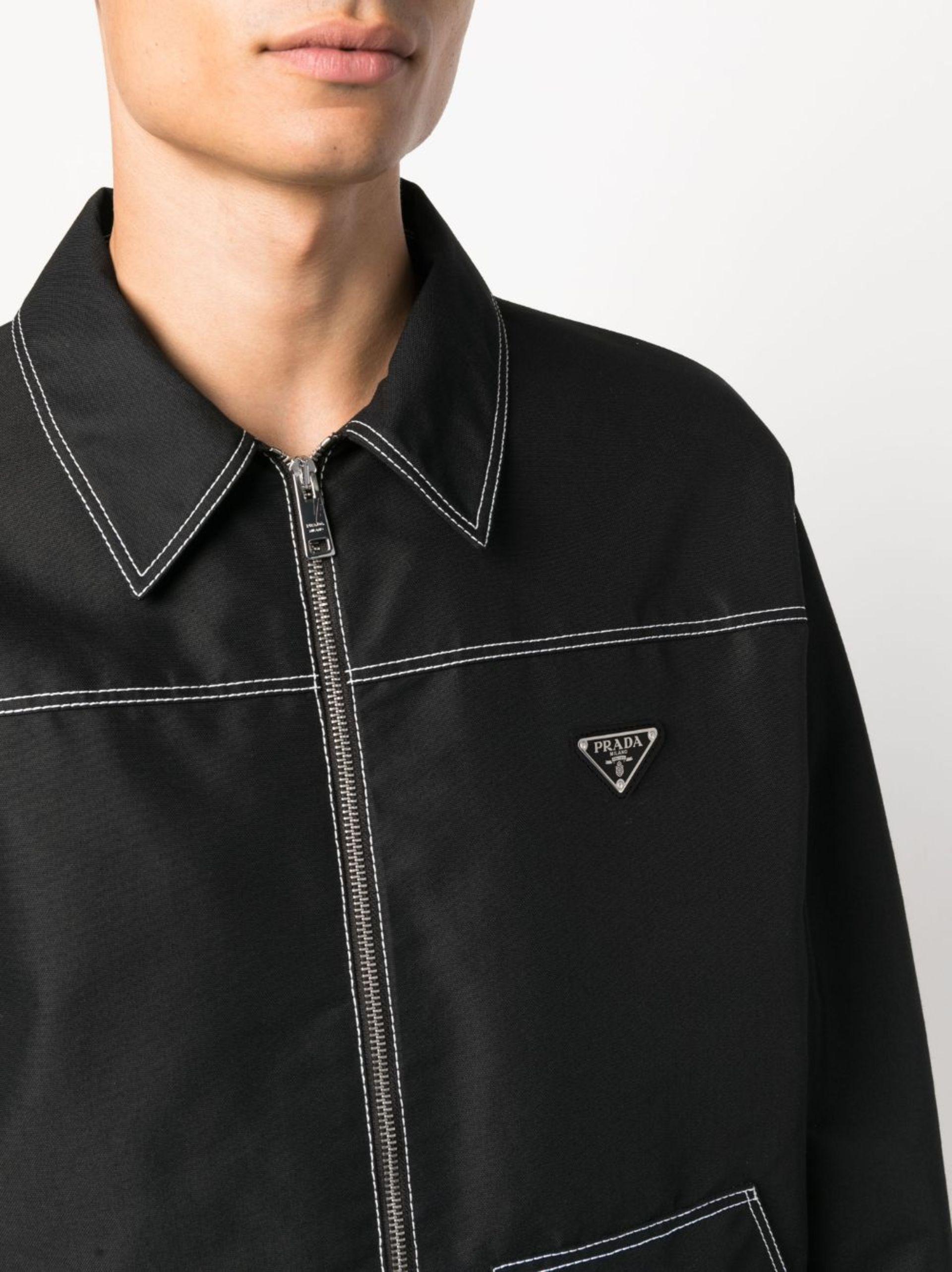 Prada Contrast-stitching Shirt Jacket in Black for Men | Lyst