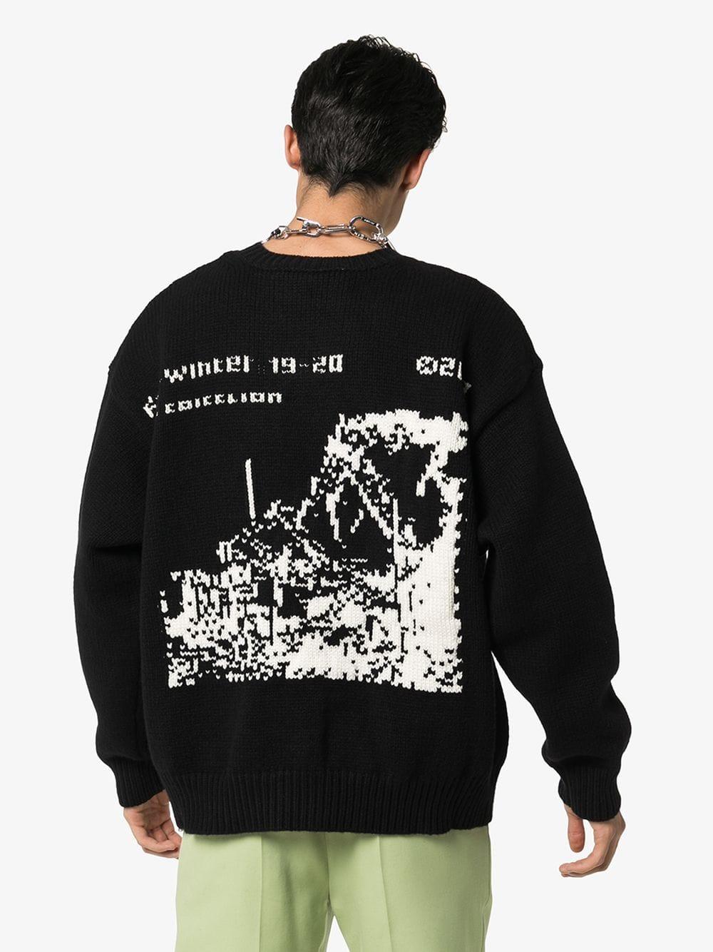 Off-White c/o Virgil Abloh Ruined Factory Intarsia Sweater in Black for Men  | Lyst