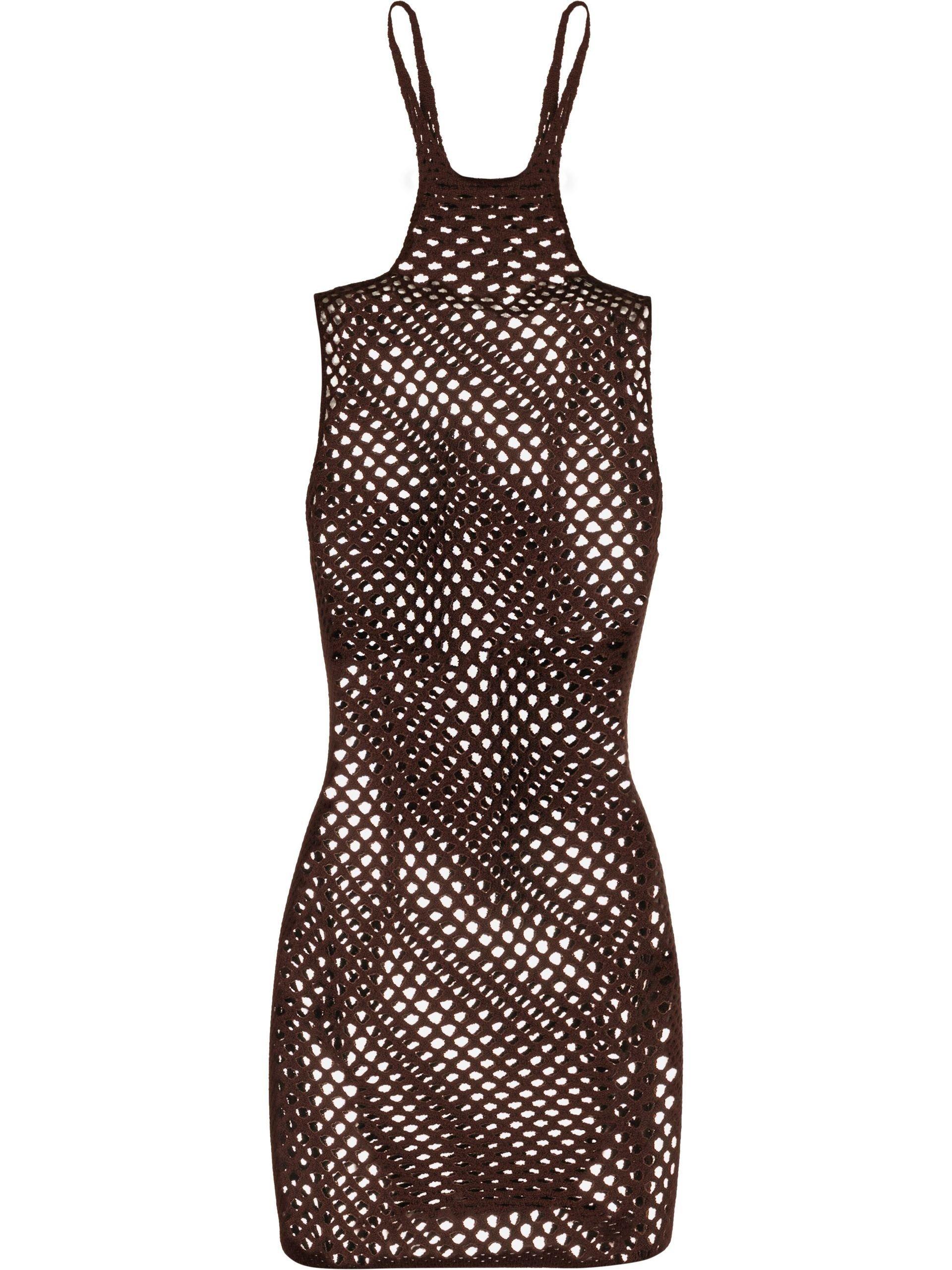 Isa Boulder Map Crochet Mini Dress in Brown Lyst UK