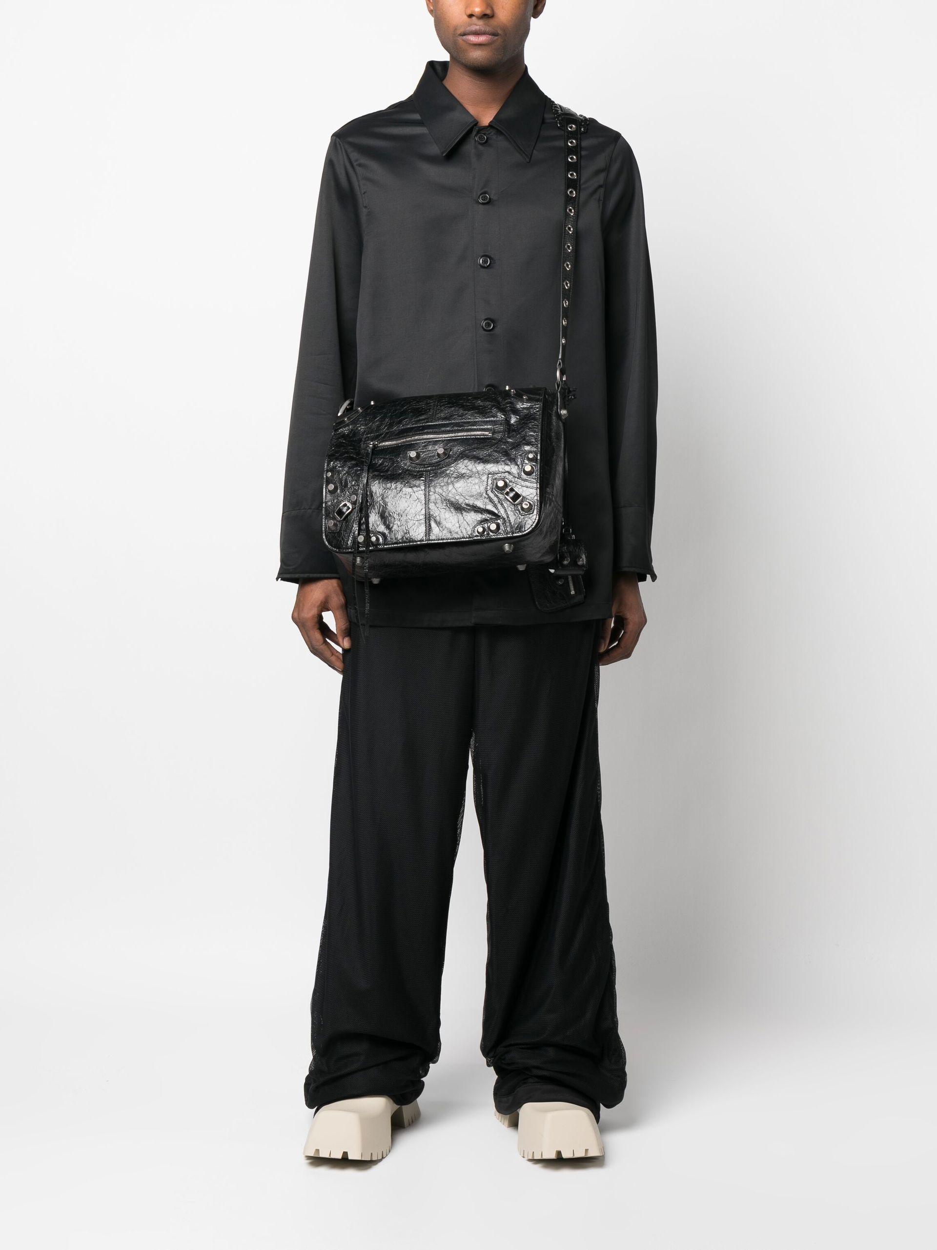 Balenciaga Cagole Leather Shoulder Bag in Black for Men | Lyst